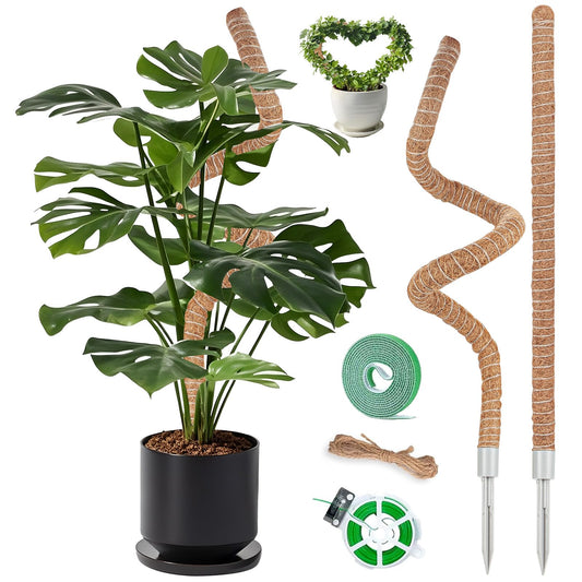 2 Pack Moss Pole, 28 Inch Monstera Plant Support, Moss Poles for Climbing Indoor Plants, Bendable Coco Coir Plant Support Stakes for Potted Plants, Pothos, Philodendron