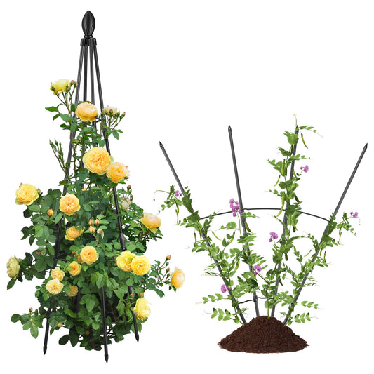 AlisisFores 2 Pack Garden Trellis for Climbing Plants, Garden Trellis Rustproof Plastic Coated Metal Plant Support for Vegetables, Vines and Rose Bushes