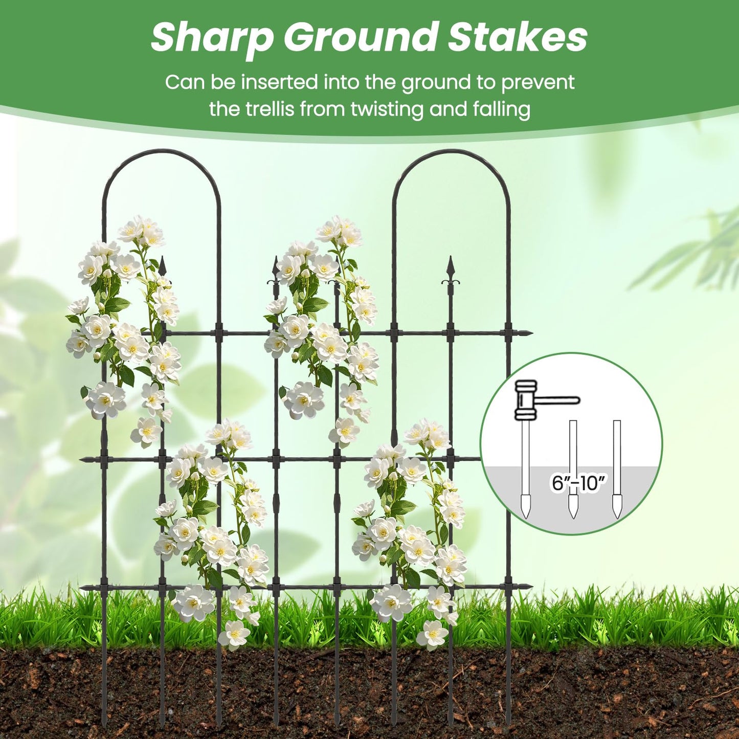 Byroce Garden Trellis for Climbing Plants Outdoor, 73” Garden Arch Trellis with Non-Rust Metal Pipes, Decorative Cucumber Trellis Climbing Support for Various Vegetables & Flowers Vine in Yard, Lawn