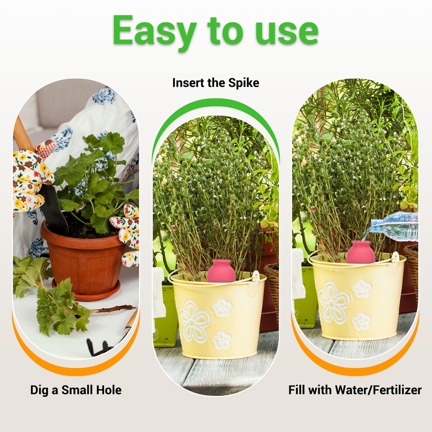 AquaLume Terracotta Watering Spikes Set -Self Watering Planter Insert with 4 Pcs Automatic Plant Watering System for Indoor Potted Plants, Outdoor Garden, Vacation Plant Care Accessories