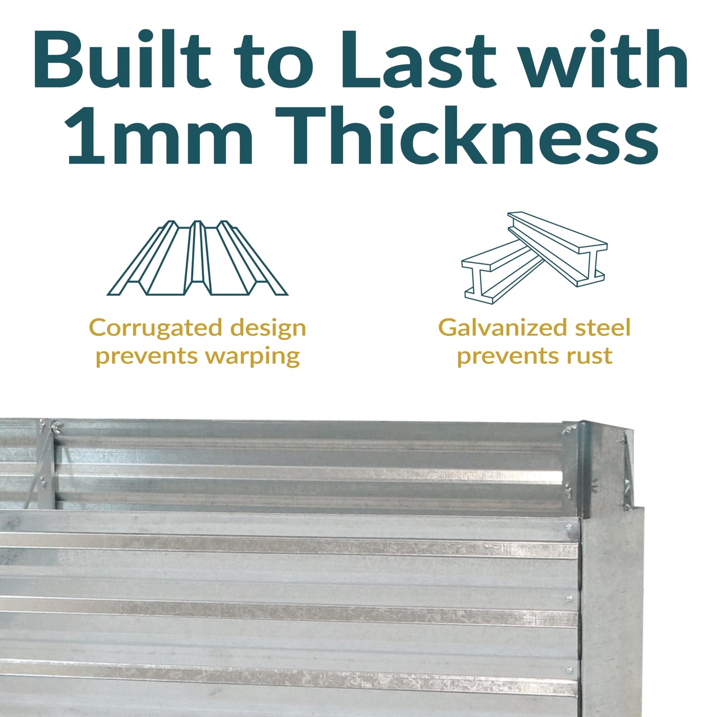 Sunnydaze Galvanized Raised Garden Bed Kit - 5x5x1 ft Outdoor Raised Garden Bed - Metal Planter Box for Vegetables, Flowers, Herbs - Silver - L-Shaped