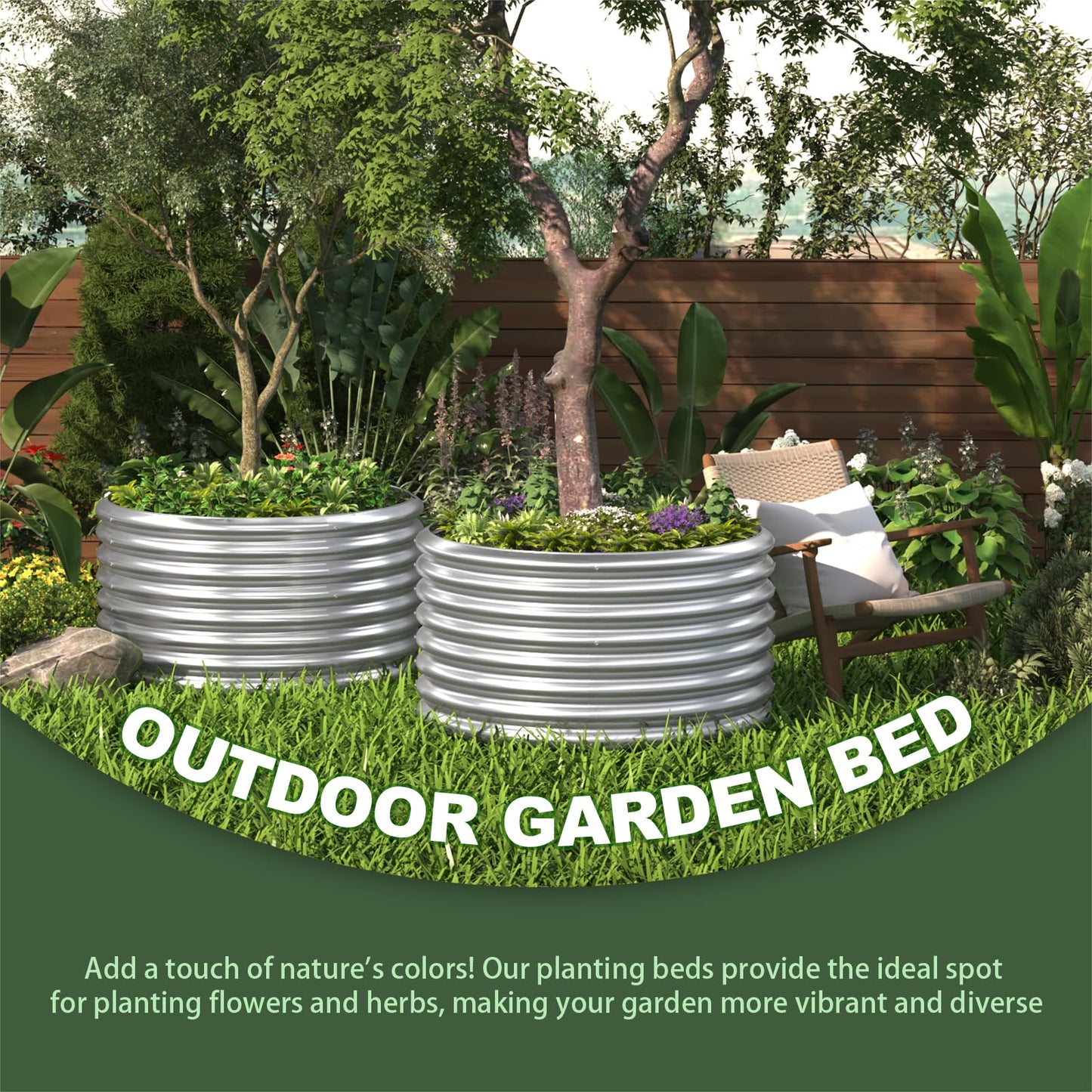 Mostmahes 4 Pack 3x3ft Round Galvanized Raised Garden Bed Outdoor, Metal Garden Bed for Vegetables, Above Ground Garden Box for Flower, Steel Raised Beds for Gardening - 3ftx3ftx10inch
