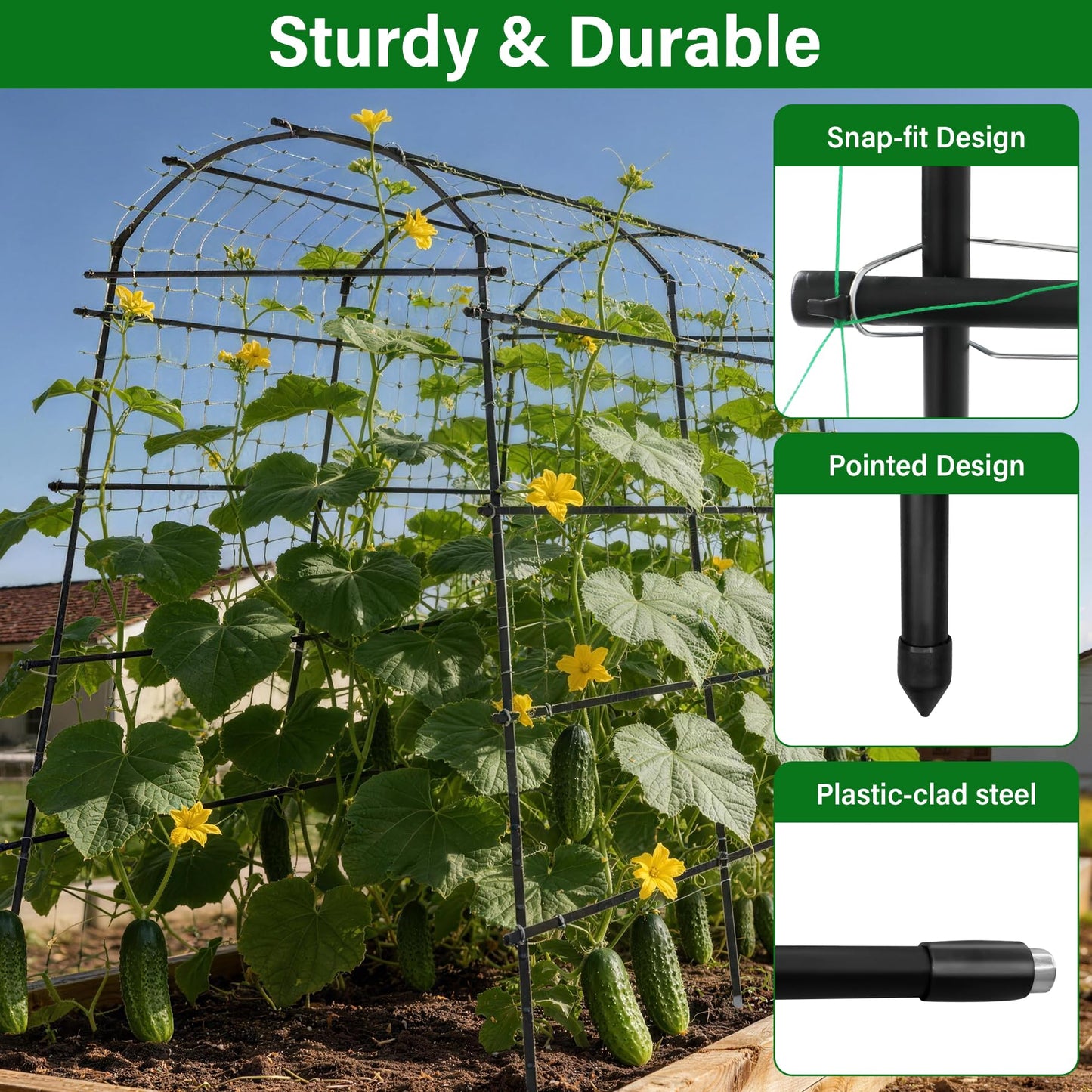 Toriexon Garden Arch Trellis for Climbing Plants, Adjustable Tunnel Trellis 7.4FT Tall & 5.7 FT Depth, Metal Plant Support Garden Trellis Arch for Outdoor Climbing Vine,Vegetable, Fruit, Flower
