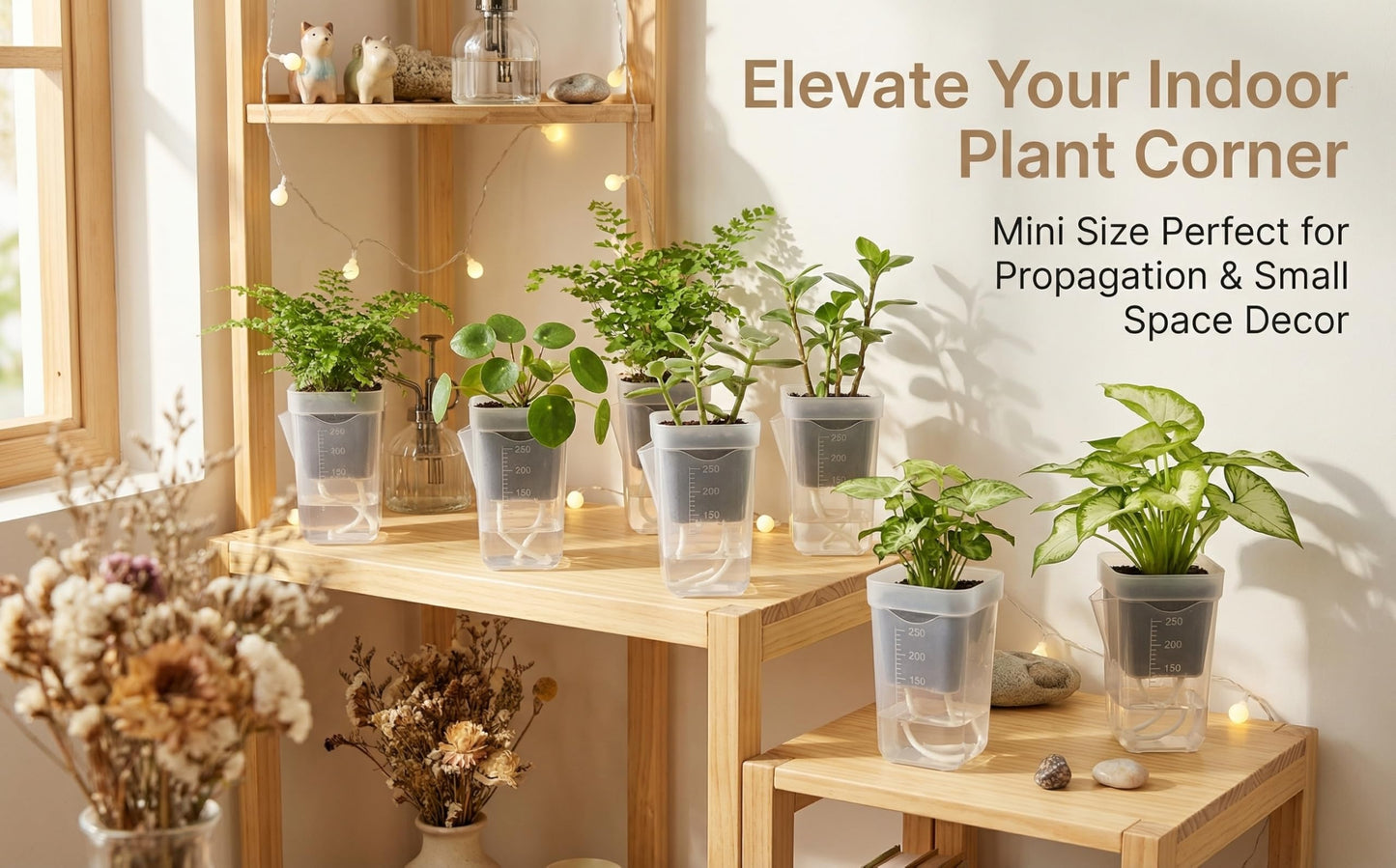 12 Pack 2.5 Inch Self Watering Pots for Indoor Plants, Clear Plastic Planters with Water Level Indicator, Semi Hydroponic Propagation Station for Succulents, African Violet and LECA