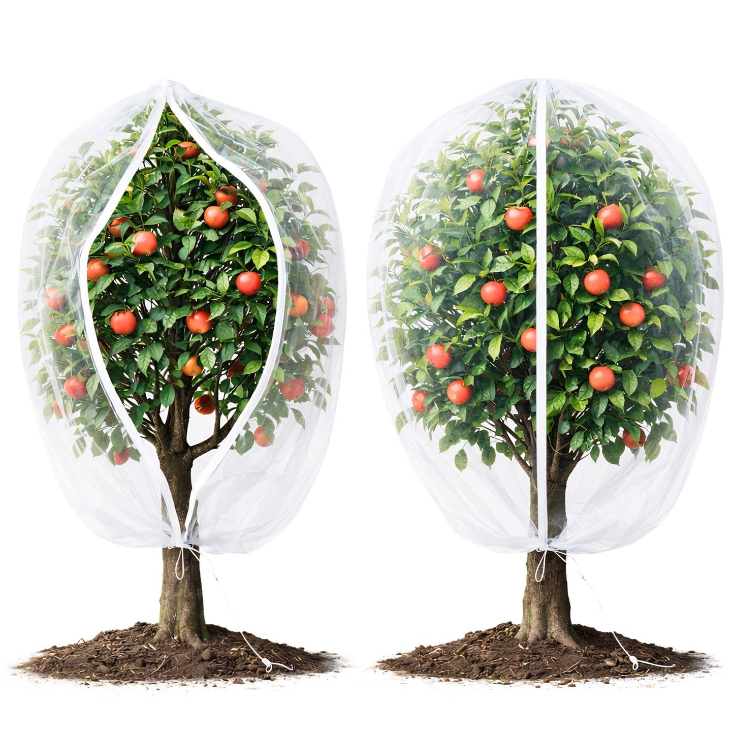 Homoda Fruit Tree Netting Cover with Zipper & Drawstring, 2 Packs 8ft x 8ft Insect Bird Barrier Netting for Garden Protection, Ultra Fine Mesh Garden Netting