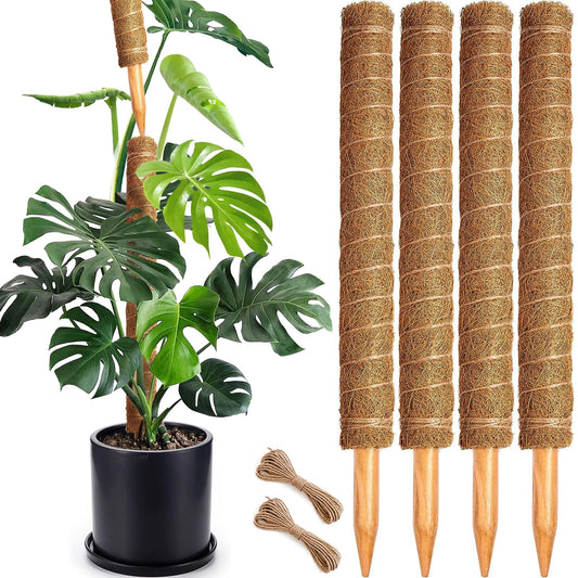 Soupiar 4 Pack 22 Inch Stackable Moss Pole - Thick & Sturdy Natural Coir Totem Plant Support & Garden Stakes for Monstera & Pothos, Indoor Climbing Vining Houseplants, 70" H Max