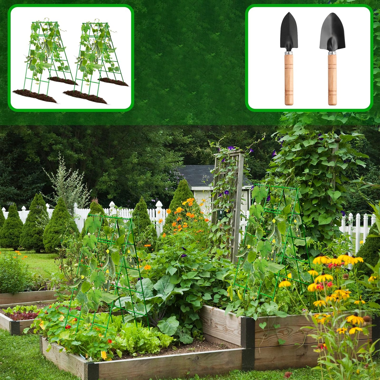 No Assembly Required Cucumber Trellis,2 Pack Trellis for Cucumbers,Outdoor Raised Bed Climbing Plant Support,A-Frame Garden Frame,Used for Vegetables,peas,Tomatoes,Squash,Melon and Fruit Frame