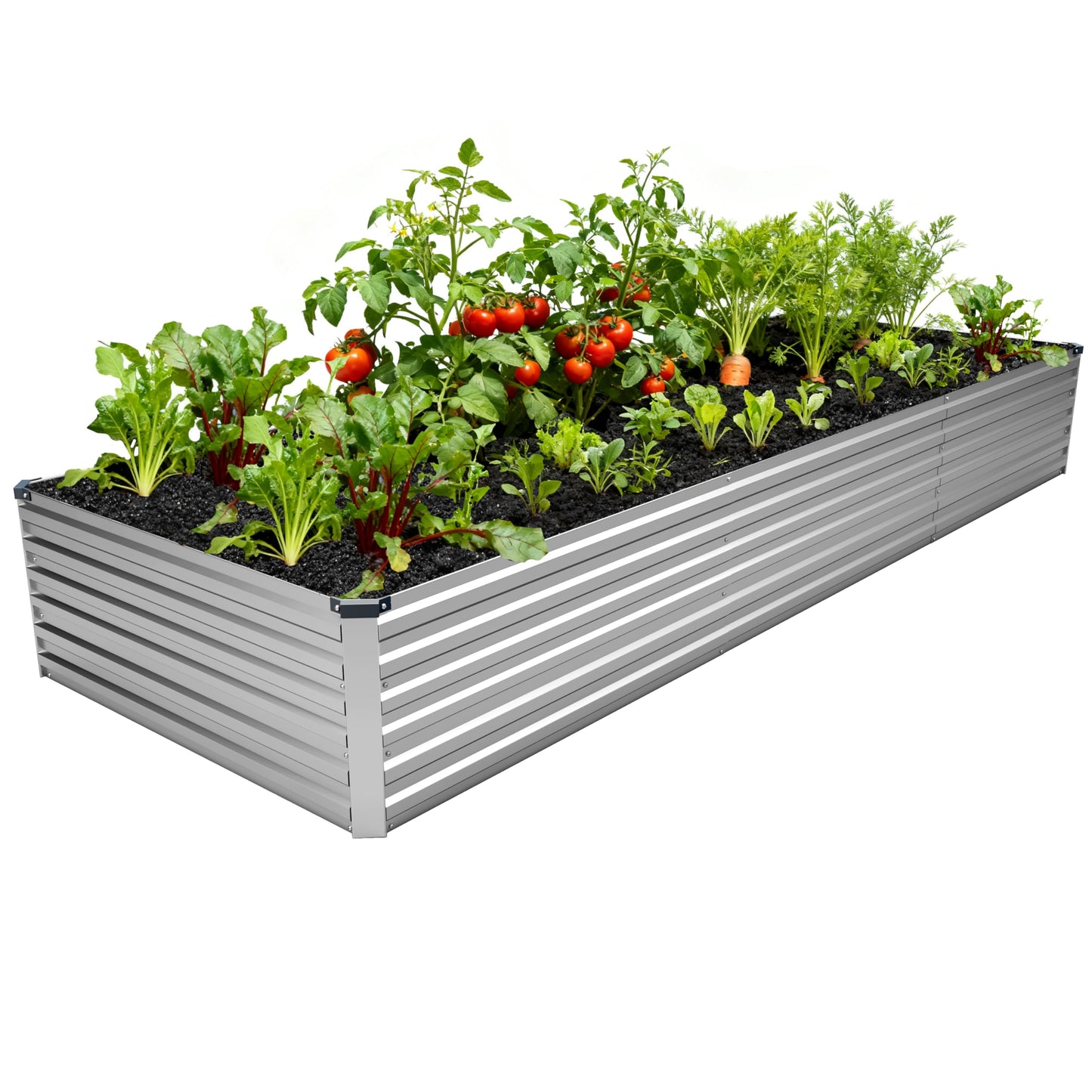 DIIYIV 12x4x1.5FT Galvanized Raised Garden Bed,Vegetable Boxes-Rectangle Metal Flower Box,Large Planter Raised Beds Outdoor Garden for Planting,Fruit,Herb-Silver