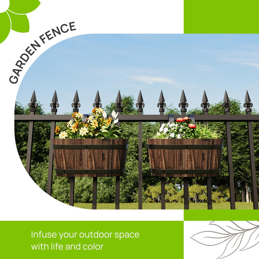2pcs Wood Railing Planter Boxes Wooden Hanging Flower Pots for Railing Fence Outdoor Plants Wall Planters Window Flower Box Hanging Bucket Pots Countryside plant Holder (Carbonized,2pcs,Small)