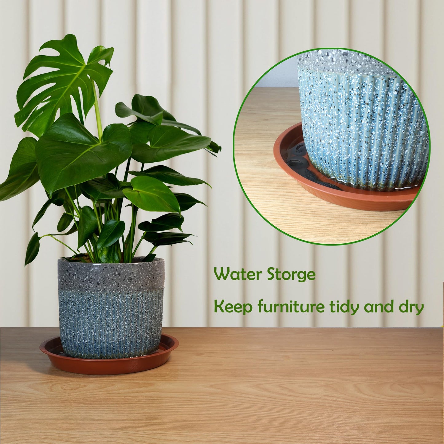 TNTIWQ 6 Pack 8 Inch Round Plant Saucers for Less 6.8 Inch Pot Indoors Outdoors Plant Trays for Pots Planter Saucer Plastic Plant Drip Tray Planter Water Tray for Potted Plants(Black, 8"(6pcs))