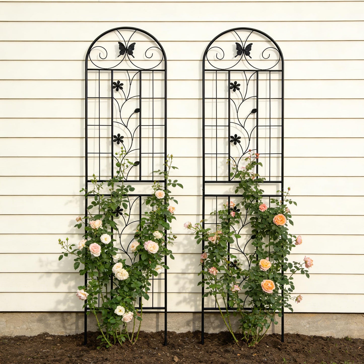 2 Pack Metal Garden Trellis 86.7" x 19.7", Rustproof Plant Support for Climbing Plants, Outdoor Flower Support for Vines Roses Vegetables, Easy Assembly, Black