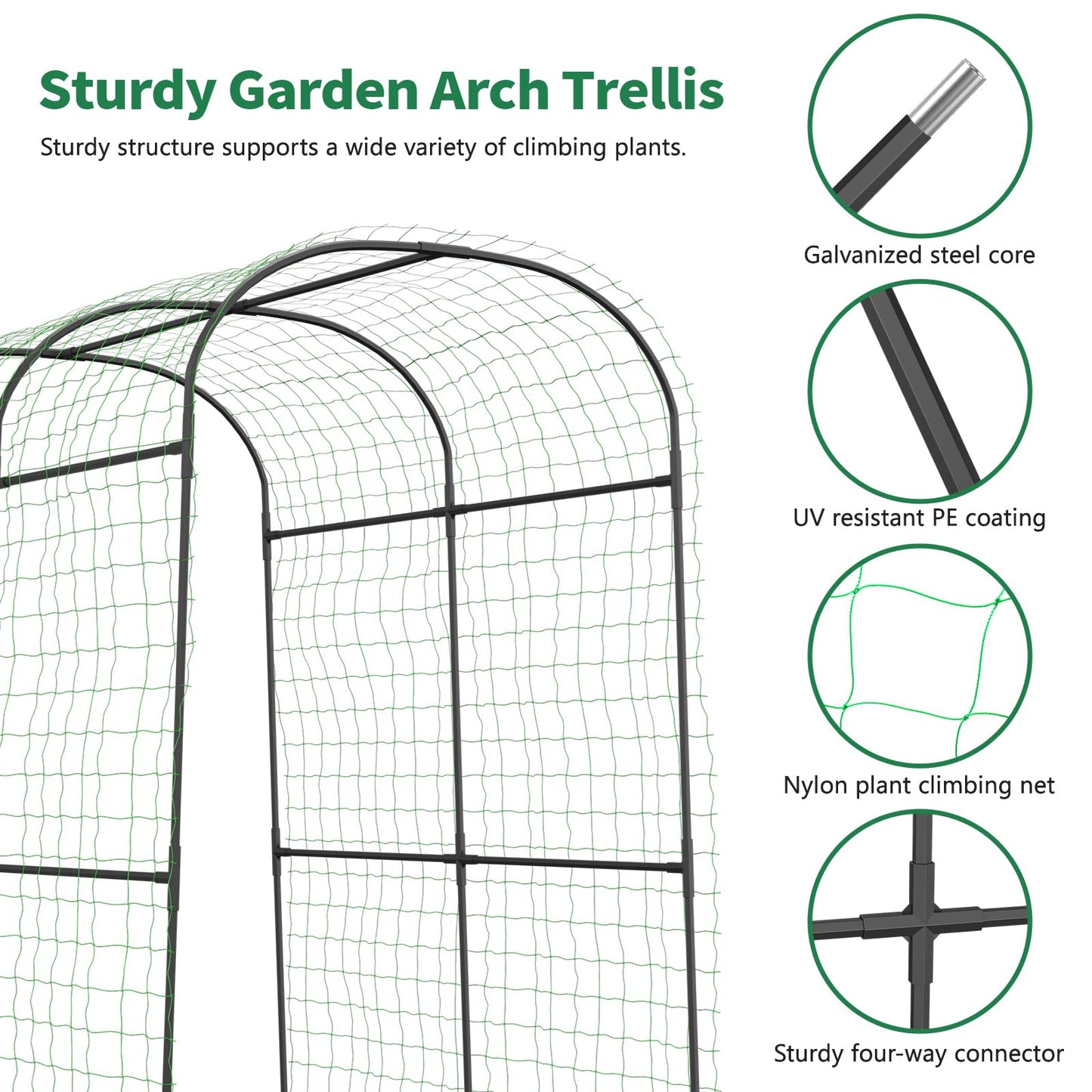 SUNYRISY Garden Arch Trellis for Climbing Plants Outdoor, 83in Tall Plant Support Arbor Trellis for Yard Garden Raised Bed Planting Vine Cucumber Flowers Fruit Vegetables