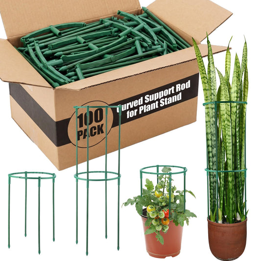 Fiwochic 100 Pcs Plant Support Stake 5.9" W X 9.8" H Half Round Plant Cage Stackable Garden Flower Support for Indoor Outdoor Flower Vegetable Tomato Peony Monstera Hydrangea Climbing Plants