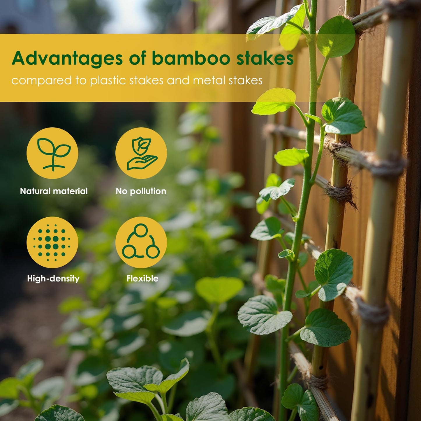 Cambaverd Bamboo Stakes 7 Feet, Natural Plant Stakes for Tomatoes, Climbing Plants Support, Tall Garden Stake - 15 Pack Bamboo Poles