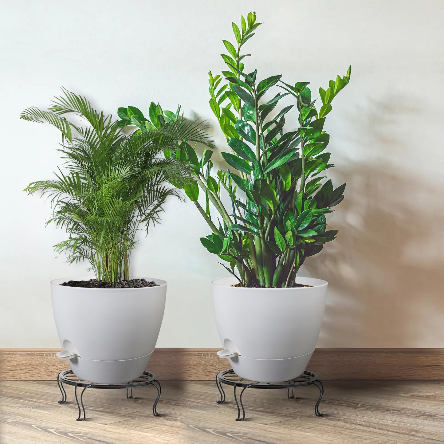 UOUZ 12inch 2Pack Large Self Watering Planters, Plastic Plant Pots with 60oZ Removable Deep Reservoir and Multi Mesh Drainage Holes for Indoor Outdoor Garden Plants and Flowers, White