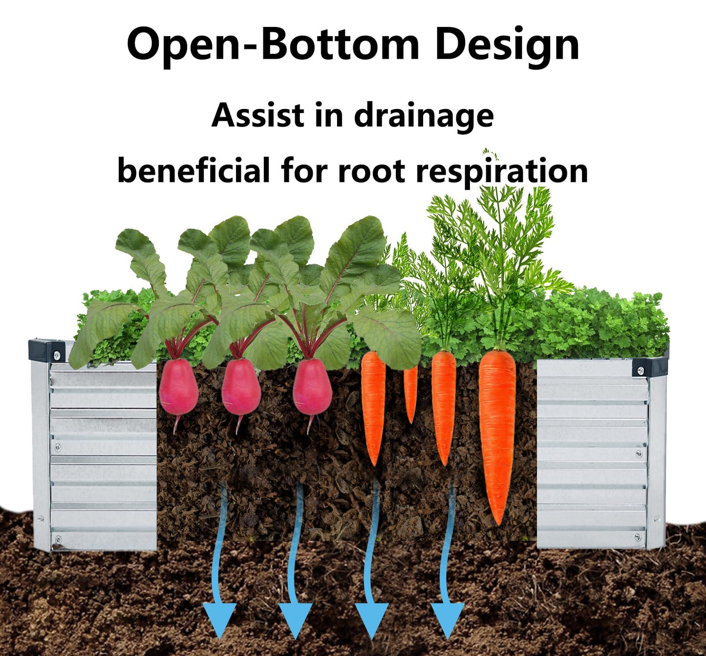 Meberam 2 Pack 8x2x1FT Galvanized Raised Garden Beds Kit Outdoor Metal Gardening Planter Box for Vegetable Elevated Flower Herbs,Gray