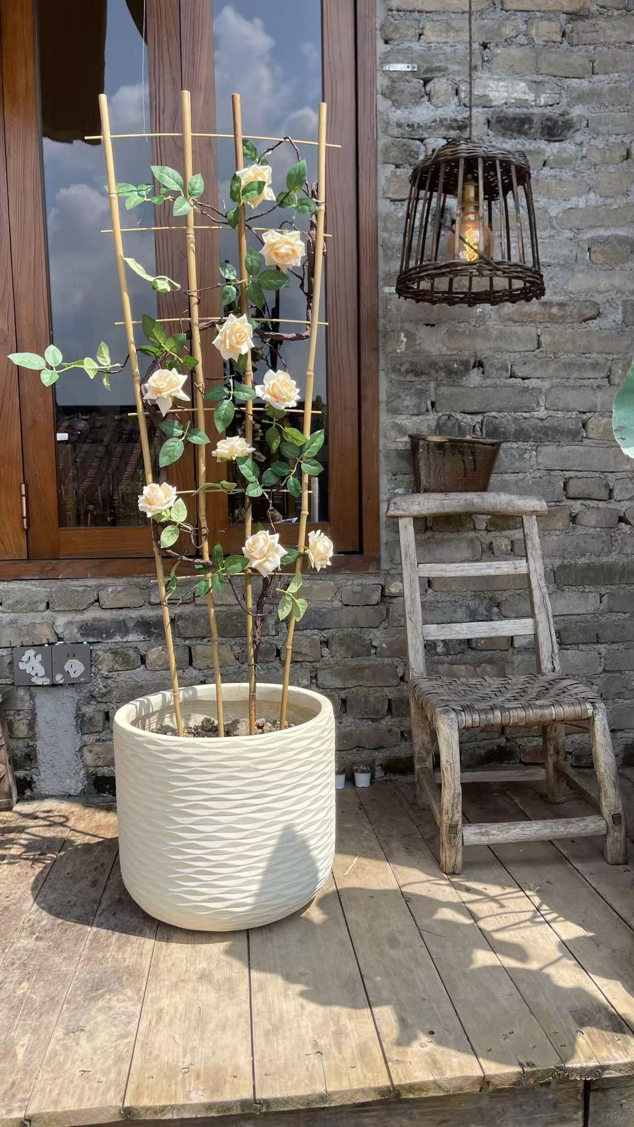 Natural Bamboo Trellis, 3Feet,3Pack,Fan-Shaped Plant Support Trellis for Outdoor and Indoor Potted Climbing Plants,Vegetables, Cucumber, Tomato, Hoya,