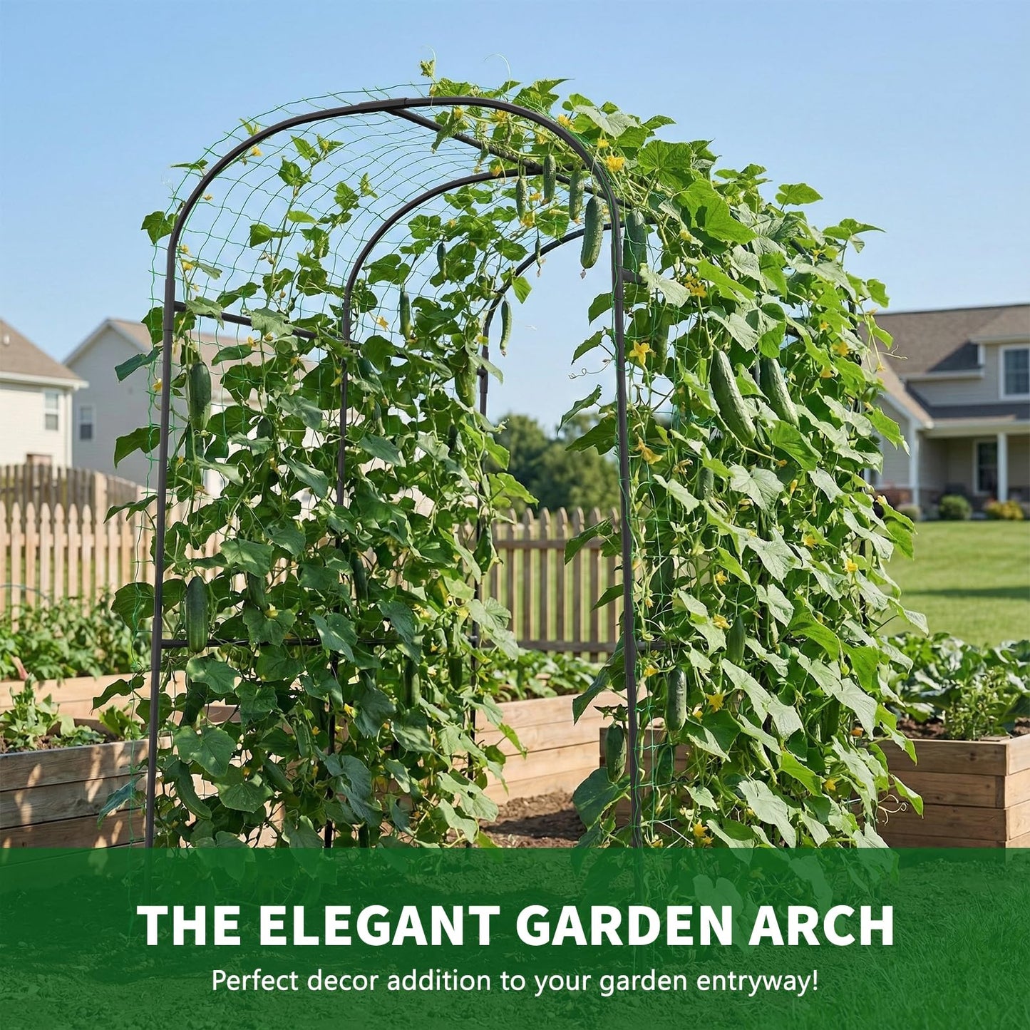 Tall Garden Arch Trellis for Climbing Plants, 83in Tall Metal Plant Support Trellis Archway for Climbing Plant Vegetables Cucumber, Outdoor Yard Lawn Garden Arch Tunnel Trellis