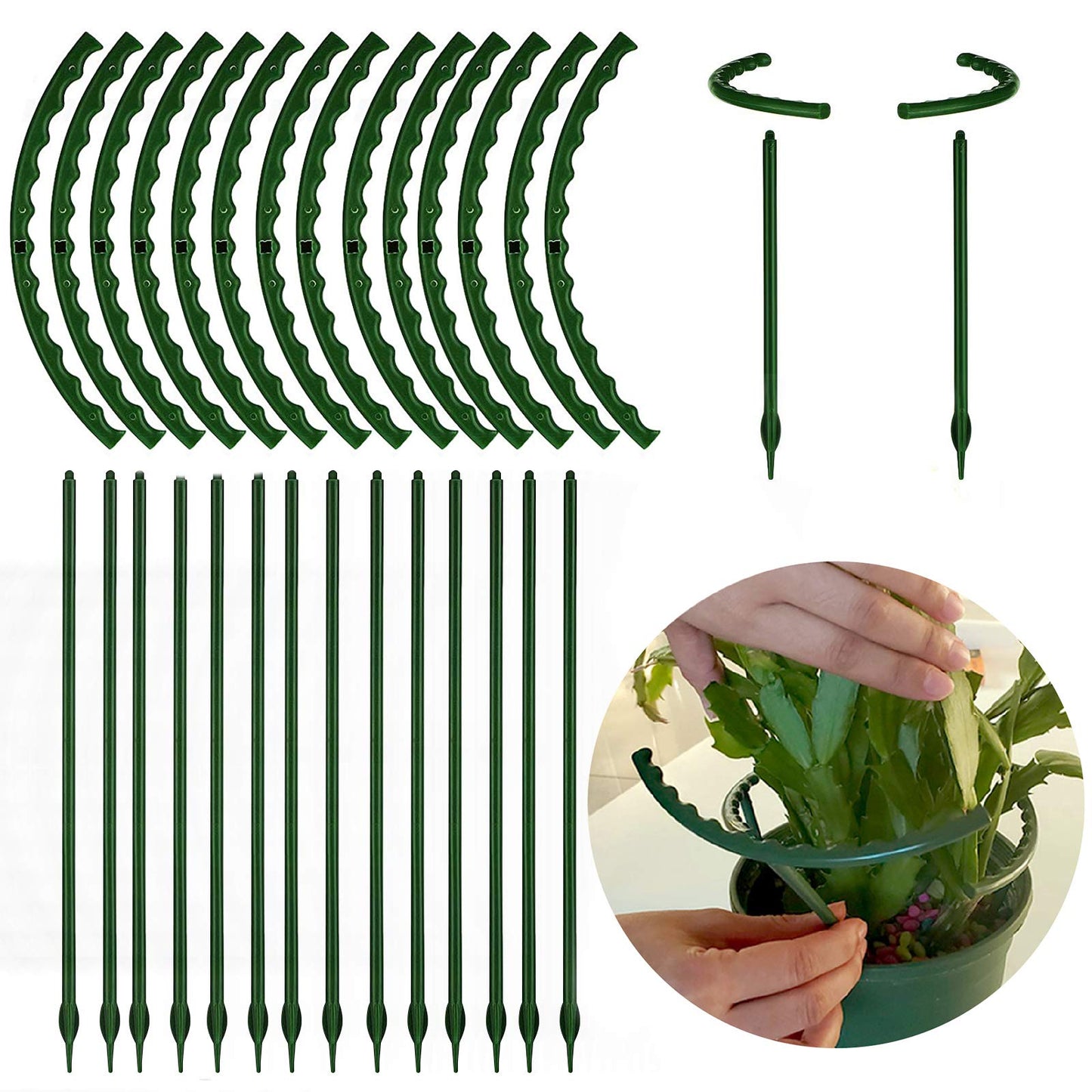 14Pcs Plant Support Stake Half Round Plant Support Ring Garden Flower Support for Tomato, Hydrangea, Indoor Plants, 6.3" Wide X 10.3" High