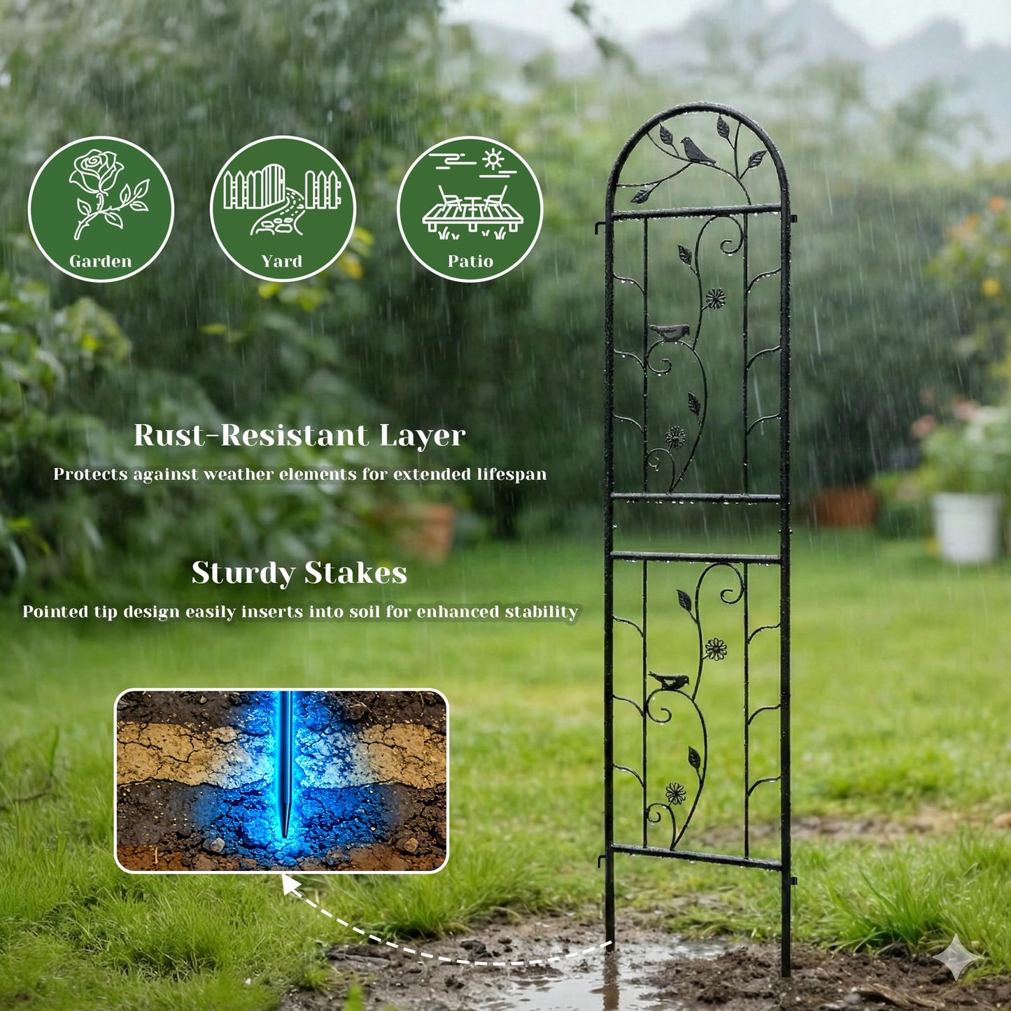 IYINIYI 4 Pack 87x20 Inch Black Metal Garden Trellis, Heavy Duty Outdoor Tall Plant Trellis for Climbing Rose Bush, Clematis, Jasmine, Morning Glory, Flowers & Vines