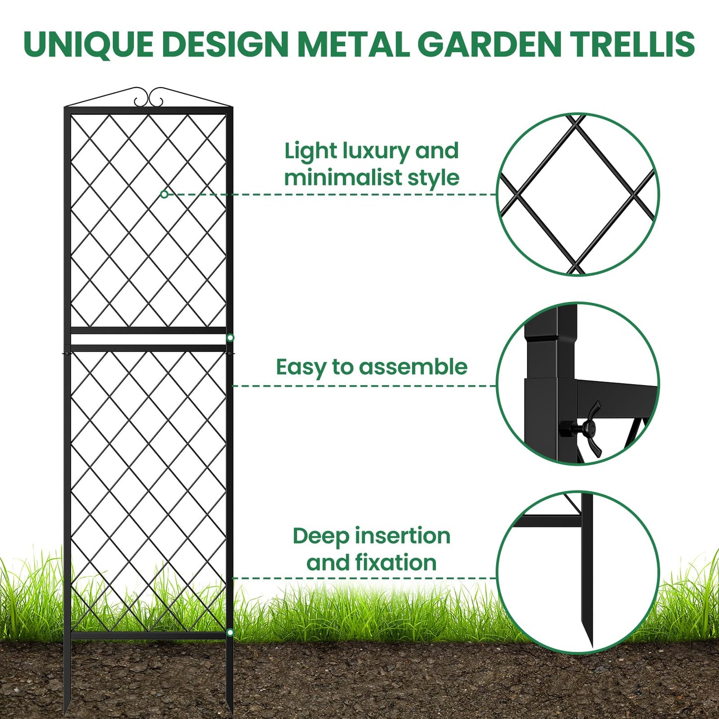 SUNYRISY 2Pack Metal Garden Trellis for Climbing Plants Outdoor, 71x20in Metal Plant Support for Flowers Tomato Cucumber Rose Vegetable Garden Courtyards Lawns Decoration