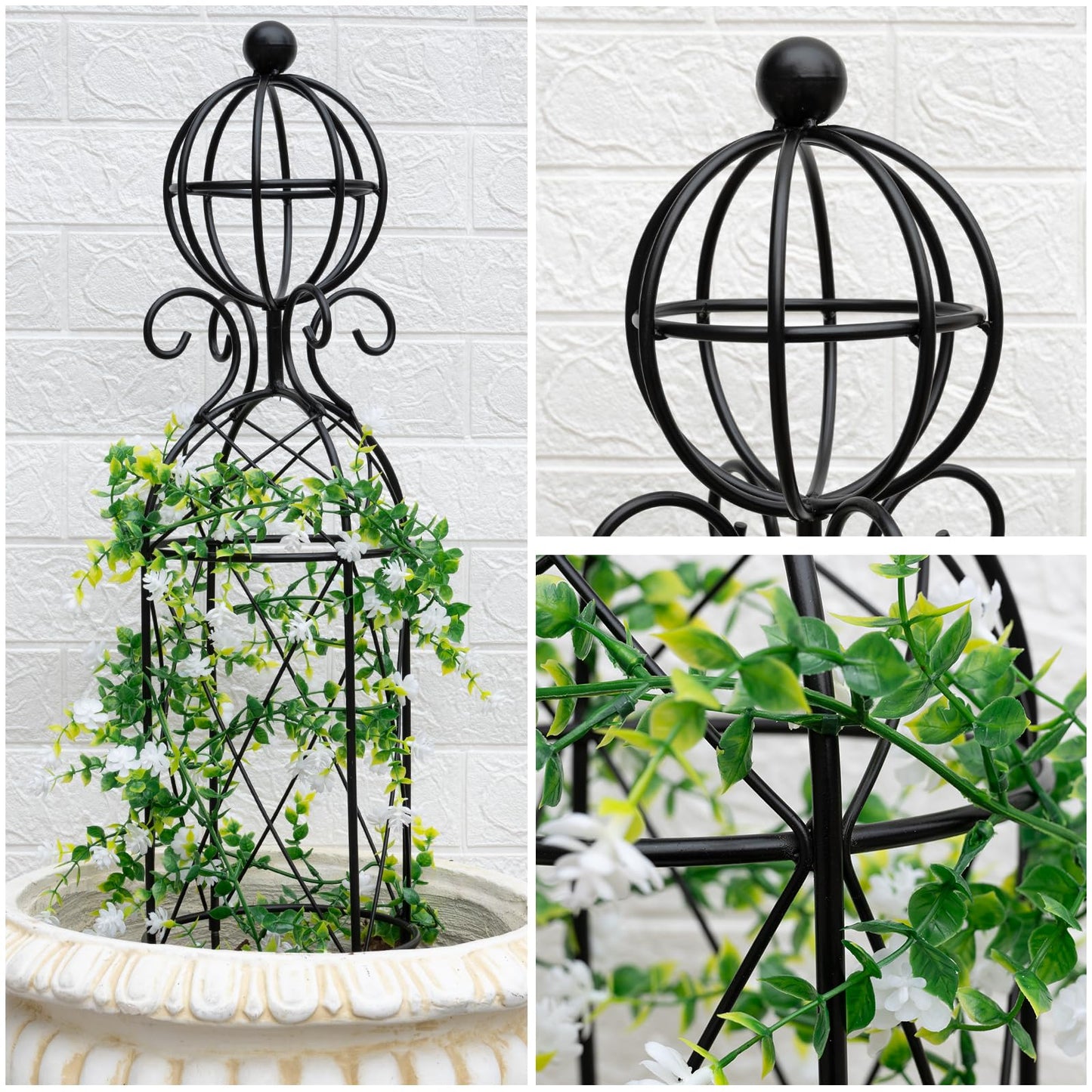 GOOOXIM Garden Obelisk Trellis for Climbing Plants - 27.1" x 7.8" -Durable Metal Design, Rust-Proof, Ideal for Indoor & Outdoor Use, Perfect for Roses, Topiaries, and Garden Decor