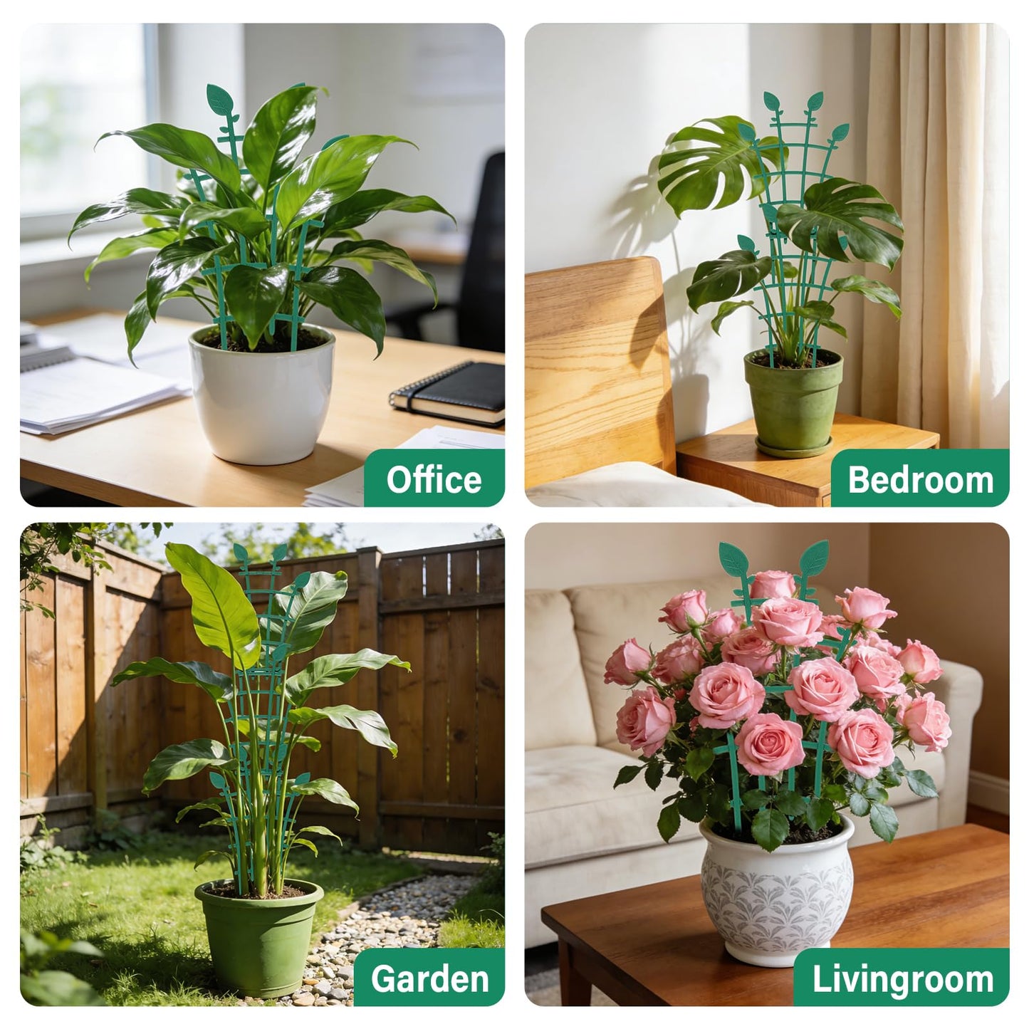 Ehpiern 4 Pack Trellis for Potted Plants, Simple to Install Stackable Small Plant Trellis for Indoor & Outdoor, Climbing Plant Support for Pothos, Houseplants Flower, Hoya, Vine, Ivy