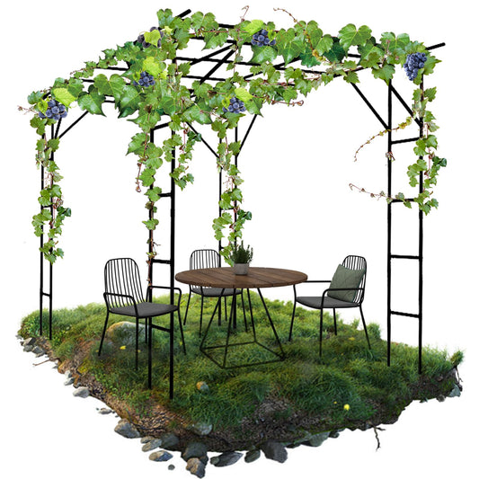 BUKLIYN Grape Trellis - Size: 118 * 78.5 * 90.5 inches - Large Outdoor Garden Arch Trellis, Used for Outdoor Climbing of Plants, Courtyard and Garden Decoration of Pavilions (Black)