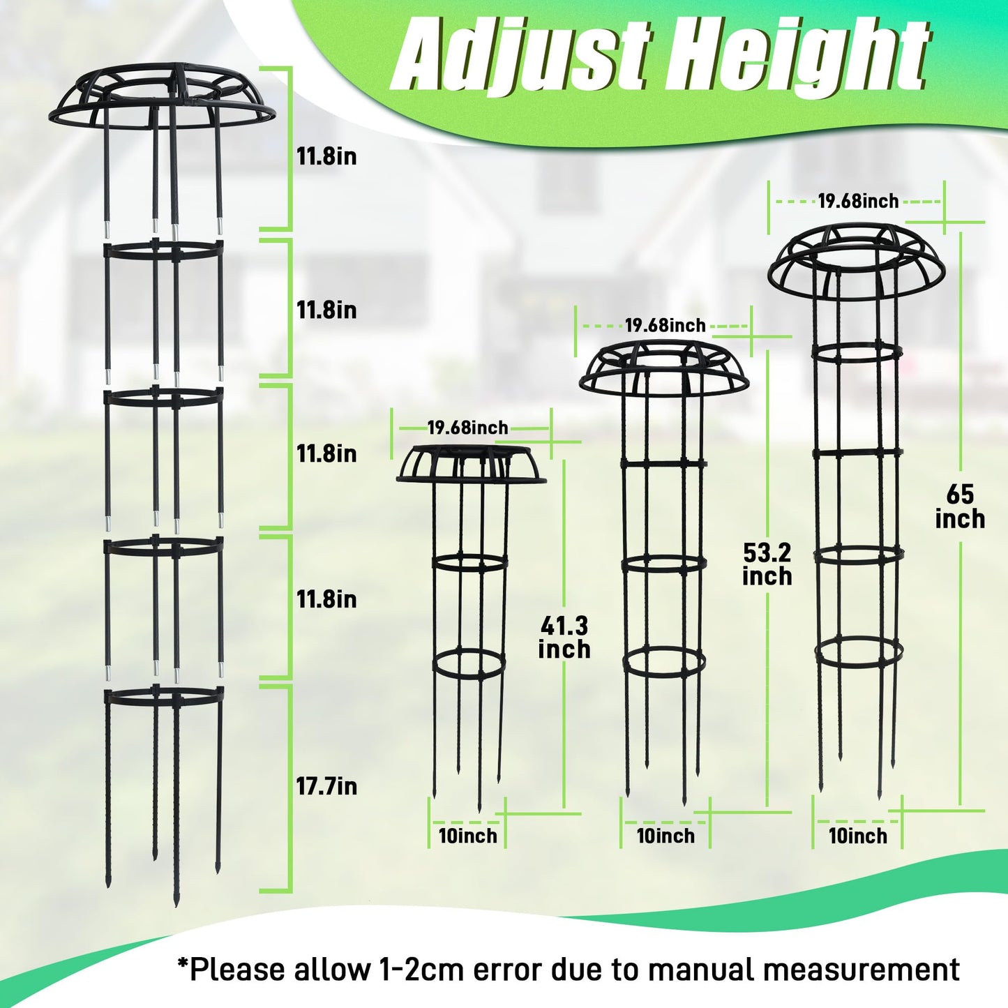 Quibbay Garden Trellis for Climbing Plants Outdoor,41.3 Inch Mushroom Top Trellis for Climbing Plants, Rustproof Metal Plant Flower Trellises for Vine Rose Flower Tomato Support Outdoor Indoor,1 Pack