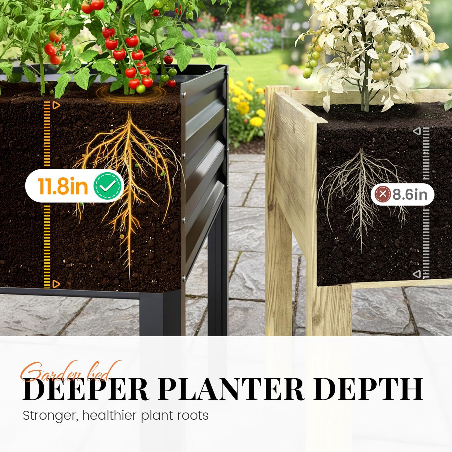 KING BIRD Large Raised Garden Bed with Cover Galvanized Elevated Planter Box with Legs 48×24×56 in for Backyard, Patio, Balcony, 700lb Capacity, Dark Grey