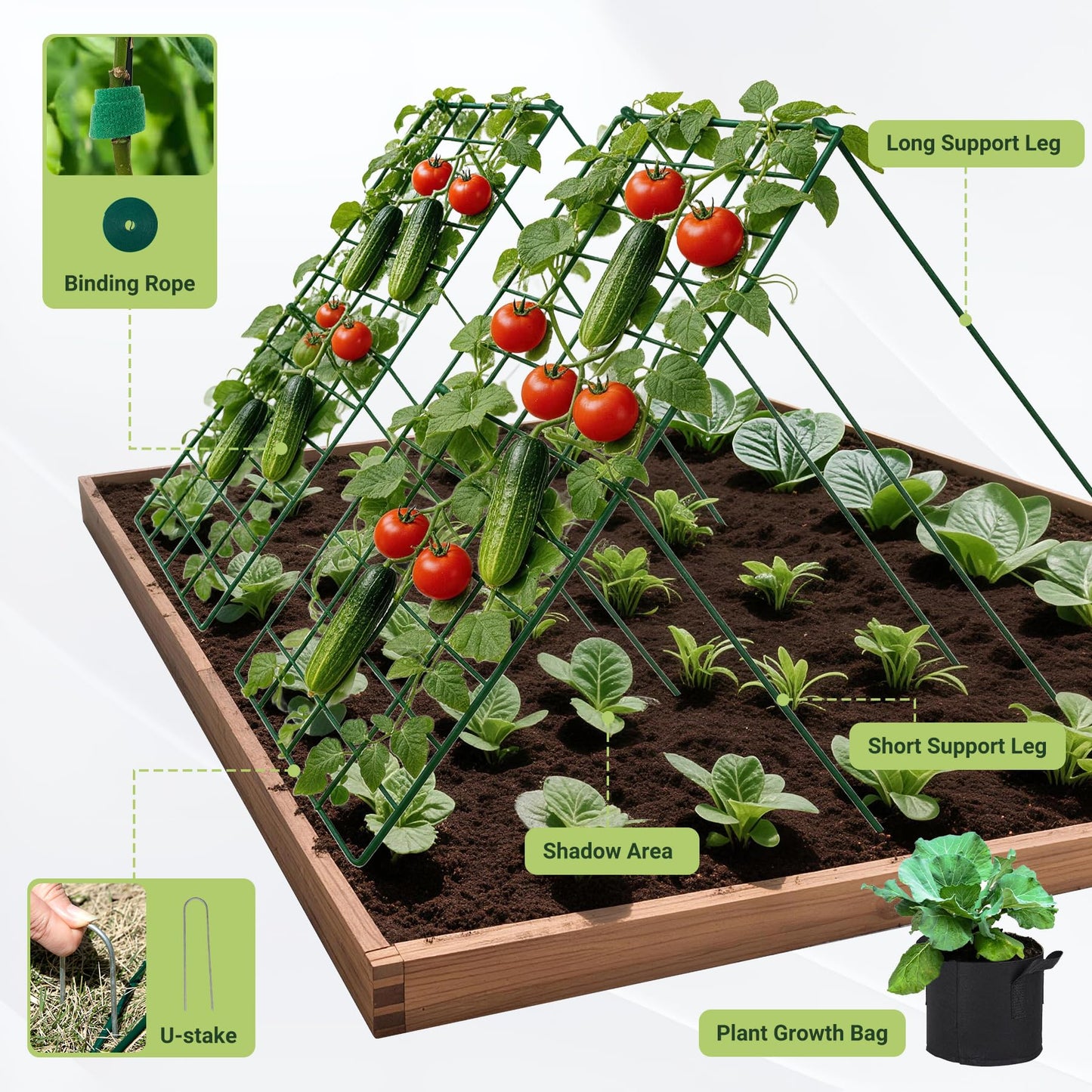 Toriexon Cucumber Trellis for Garden - 4 Pack, 48" L x 16" W Garden Trellis for Climbing Plants Outdoor with Support Structures, A Frame Trellis for Climbing Vegetables Peas, Vine, Bean