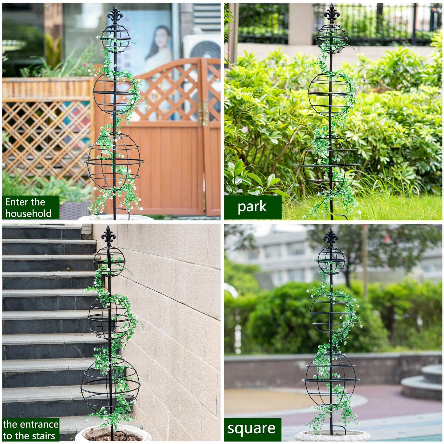 GOOOXIM Obelisk Trellis - Elegant 49.5 x 12 Inch Metal Climbing Plant Support for Outdoor Roses, Potted Vines, and Flower Gardens - Perfect Decorative Accent for Home and Garden Decor