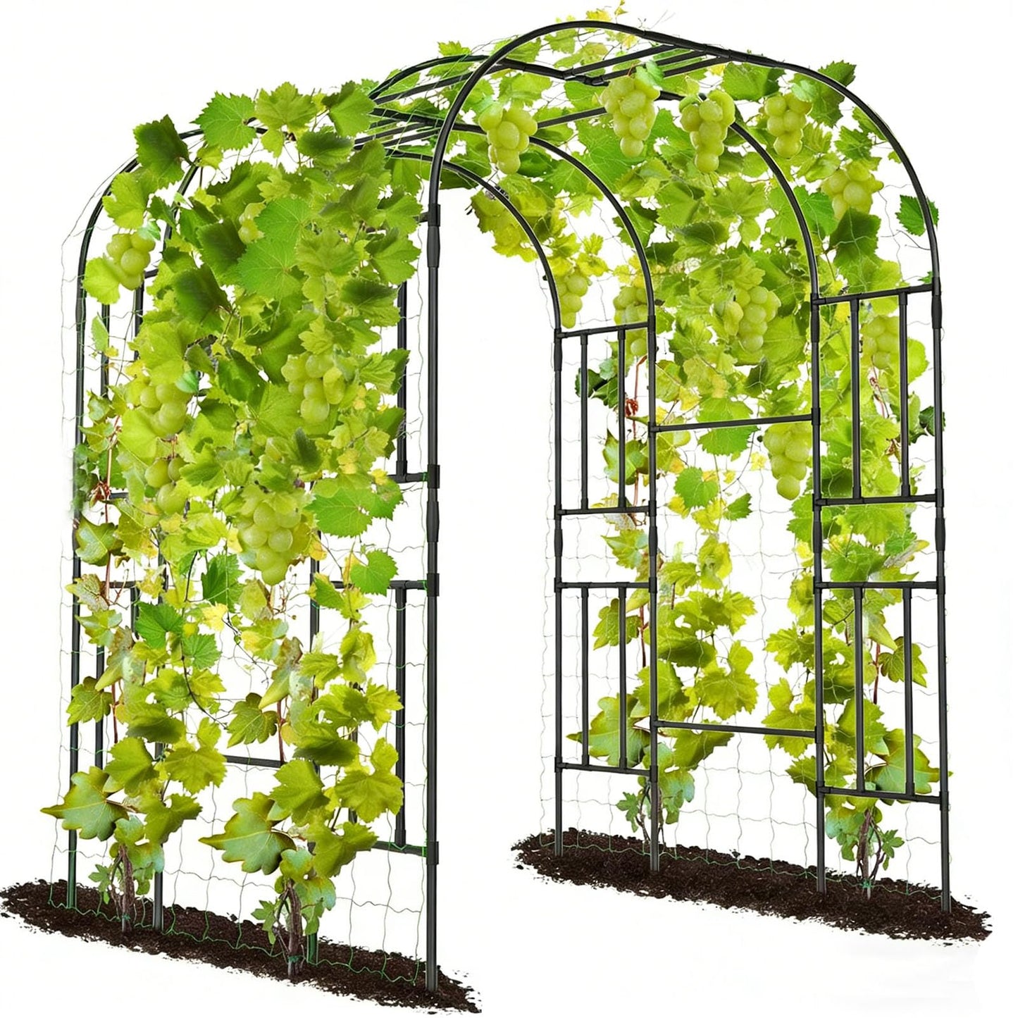 Tall Garden Arch Trellis for Climbing Plants, 87in Tall Metal Plant Support Trellis Archway for Climbing Plant Vegetables Cucumber, Outdoor Yard Lawn Garden Arch Tunnel Trellis