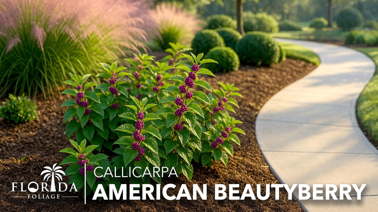 Beautyberry | 1 Extra Large Trade 3 Gallon Plant | Callicarpa Americana, Fast-Growing Shrub, Vibrant Purple Berries, Attracts Birds, Ornamental Foliage, Low Maintenance, Perfect for Gardens