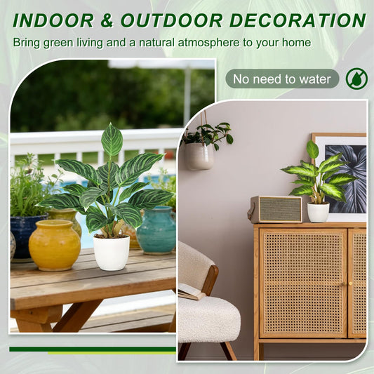VUAHAUL 2 Pack Artificial Potted Plants, 16" Fake Plants Indoor in White Pots for Home Bathroom, Office Desk, Shelf - Realistic Faux Greenery Desk for Living Room, Kitchen, Farmhouse Decor