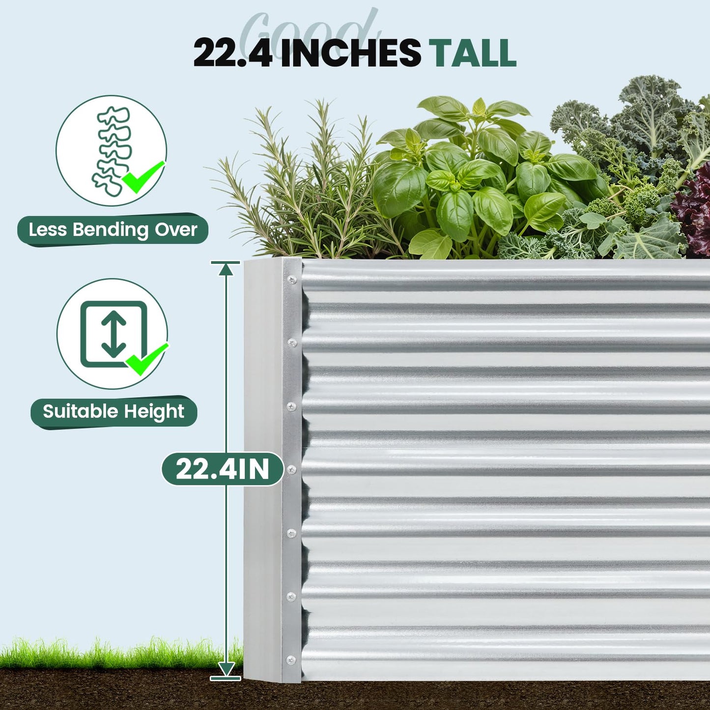 G GOOD GAIN 6x3x2 ft Galvanized Raised Garden Bed Kit, Large Metal Planter Box Outdoor for Vegetables, Flowers, Herbs, 269 Gallon Capacity Deep Root Design, Silver