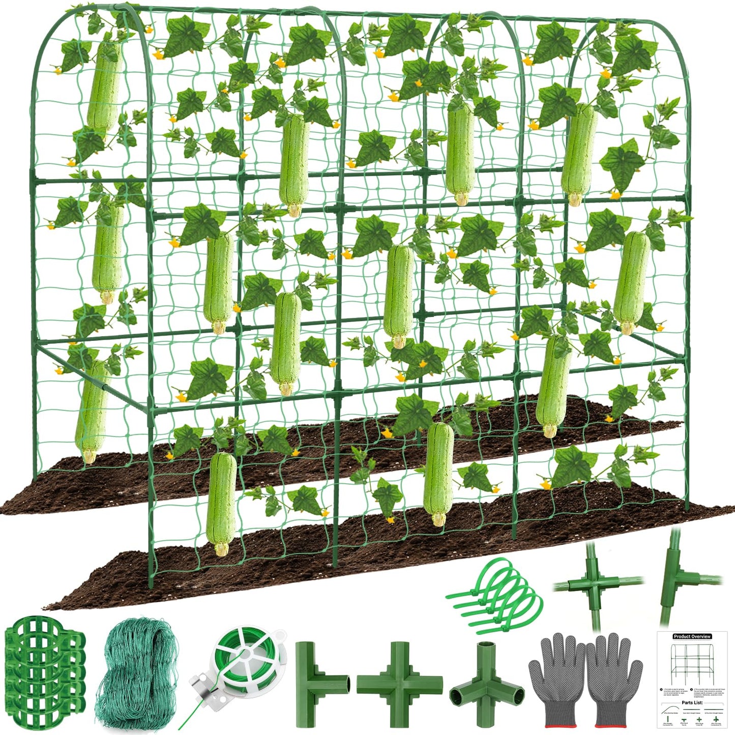 Cucumber Trellis for Raised Bed 51 x 50 Inch U-Shape Garden Trellis for Climbing Plants Outdoors Metal Garden Cucumbers Arch Trellis, Cucumber Plant Support for Tomato, Pea, Zucchini, Vine Flower