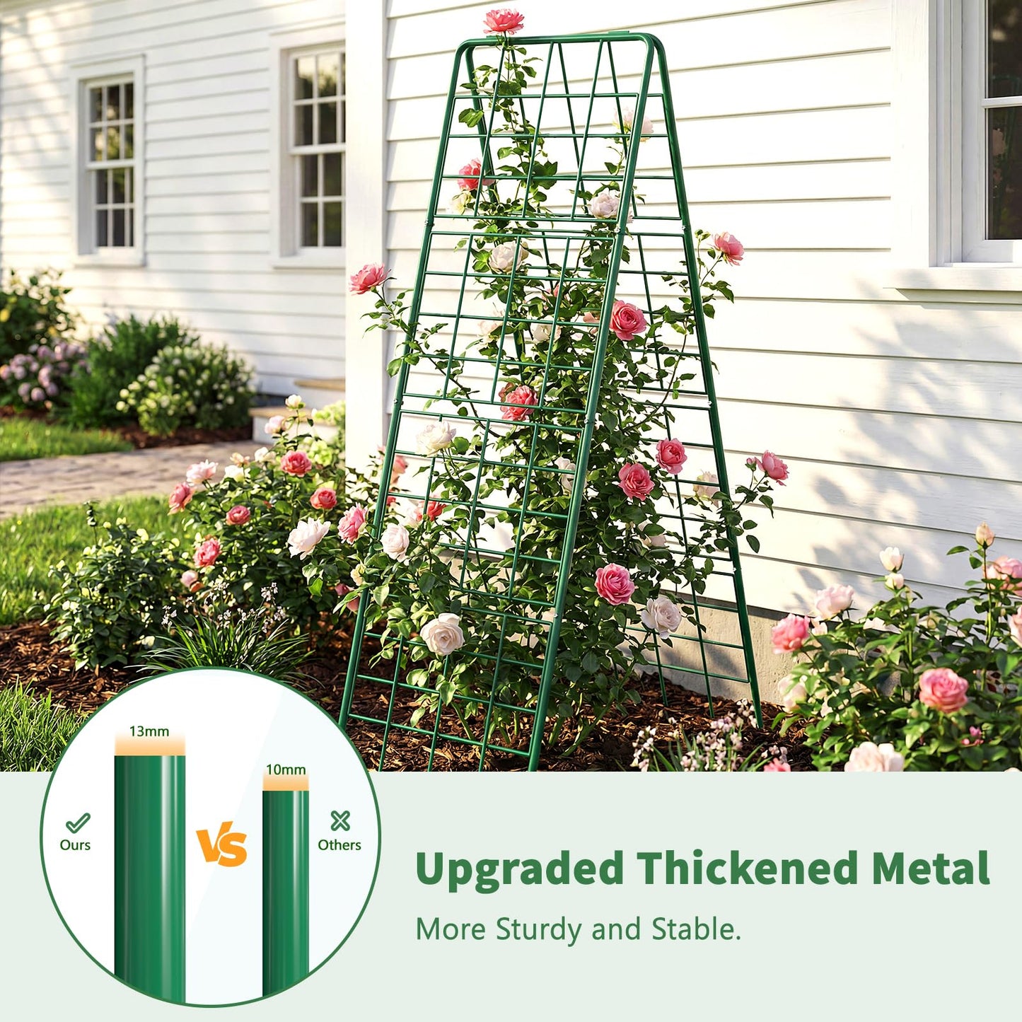 UrGROWA 2 Pack Cucumber Trellis, 59" High Foldable A-Frame Garden Trellis for Raised Bed Garden Grow Support with Plant Support Clips Ties for Cucumber,Tomato, Climbing Plants and Flowers