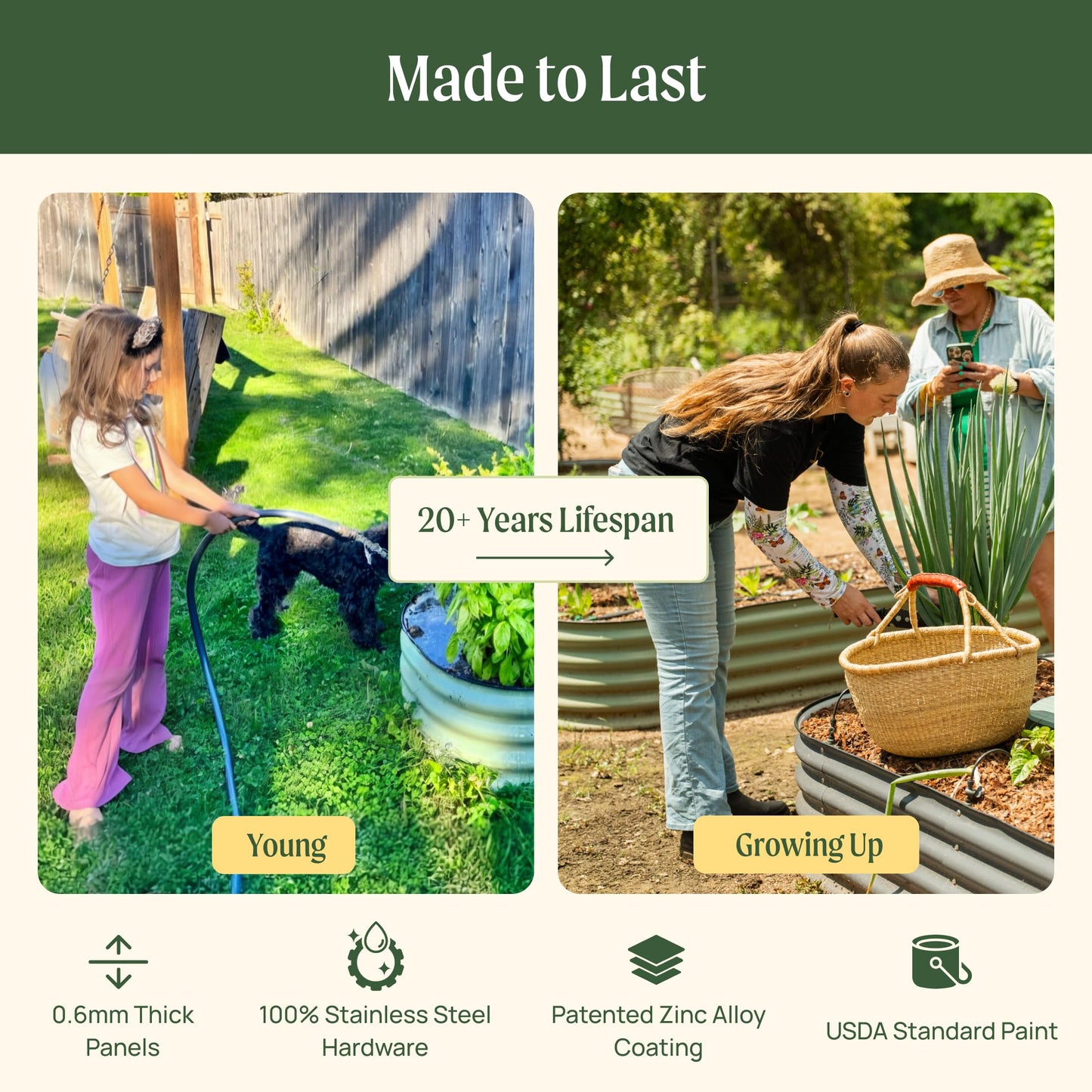 Vego garden Raised Garden Bed Kit, 17" Tall 4 in 1 Modular Metal Raised Garden Beds Kit, Metal Planter Box for Vegetables, Flowers, Herbs, Terra Cotta