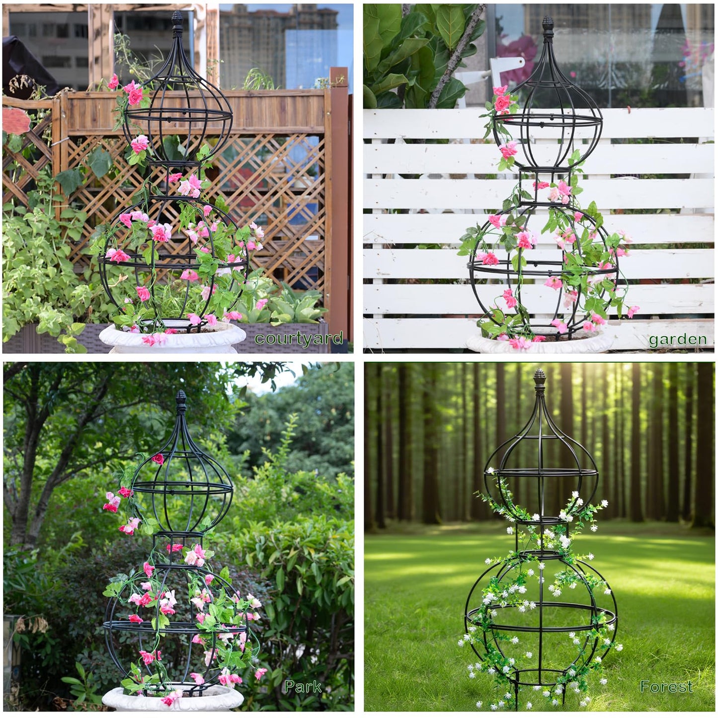 GOOOXIM 47"x17" Metal Obelisk Trellis for Climbing Plants | Unique Outdoor Support for Rose Bushes and Tall Vines | Durable & Weather-Resistant Garden Decor