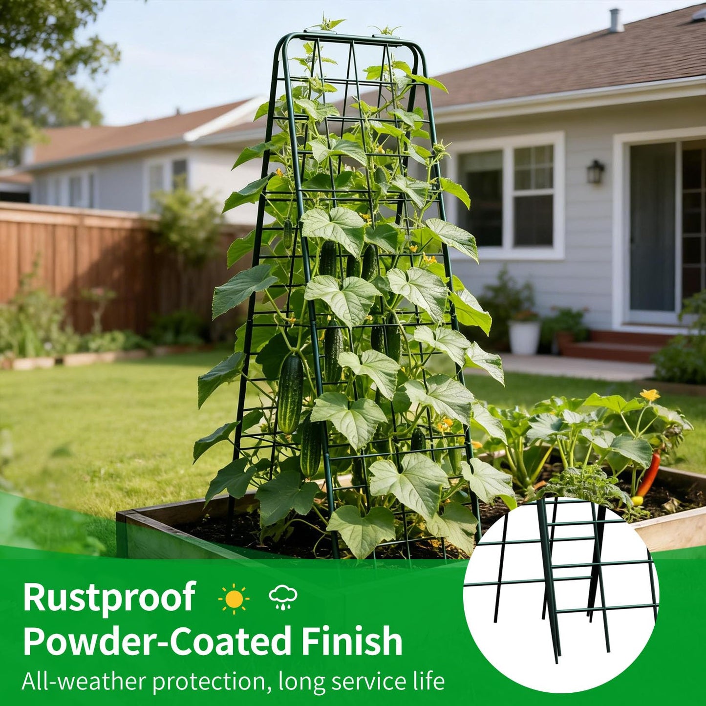 DOLEMODUO Heavy Duty Trellis for Climbing Plants, 50"x17" Adjustable Height Steel Cucumber Trellis, Powder Coated Metal Garden Trellis for Raised Beds,Tomatoes, Cucumbers & Outdoor Vines