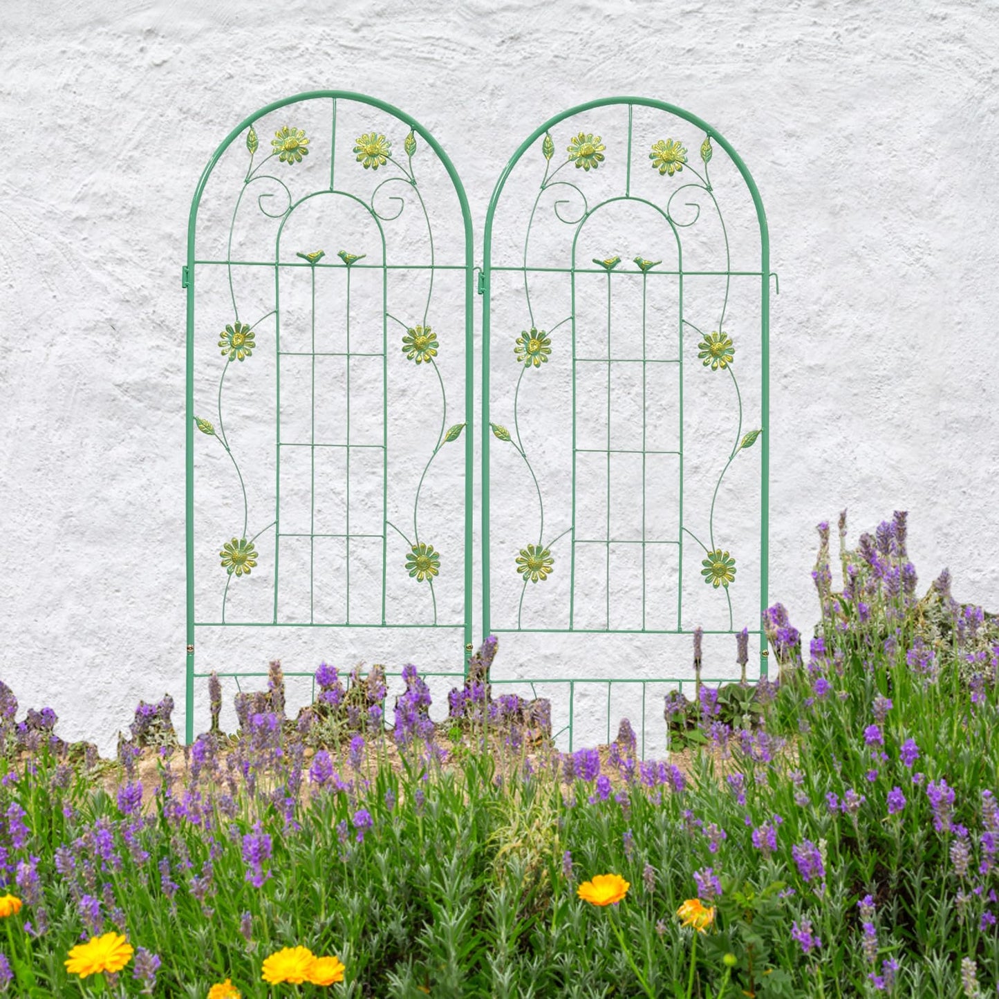 CQSXDA 2 Pack Large Garden Trellis 71" H x 19.7" W Heavy Duty Rustproof Green Iron Plant Trellis for Potted Plant Support Metal Climbing Rose Trellis Vine Vegetable Cucumber