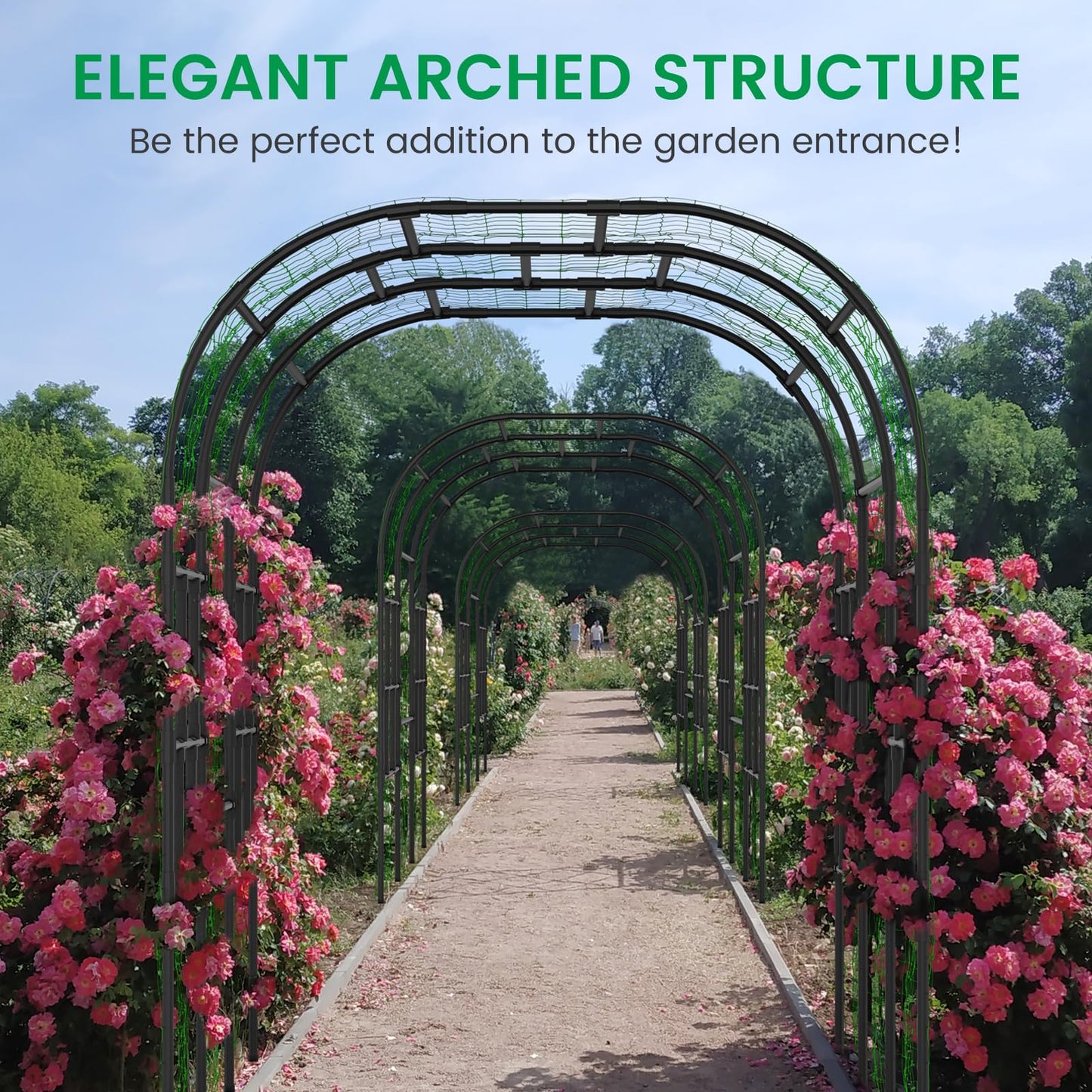 SUNYRISY Outdoor Garden Arch Trellis, 118" x 79" x 87" Extra Large Garden Trellis for Climbing Plants Outdoor, Plant Support for Cucumber Grape Vine Vegetable Fruit and Garden Gazebo