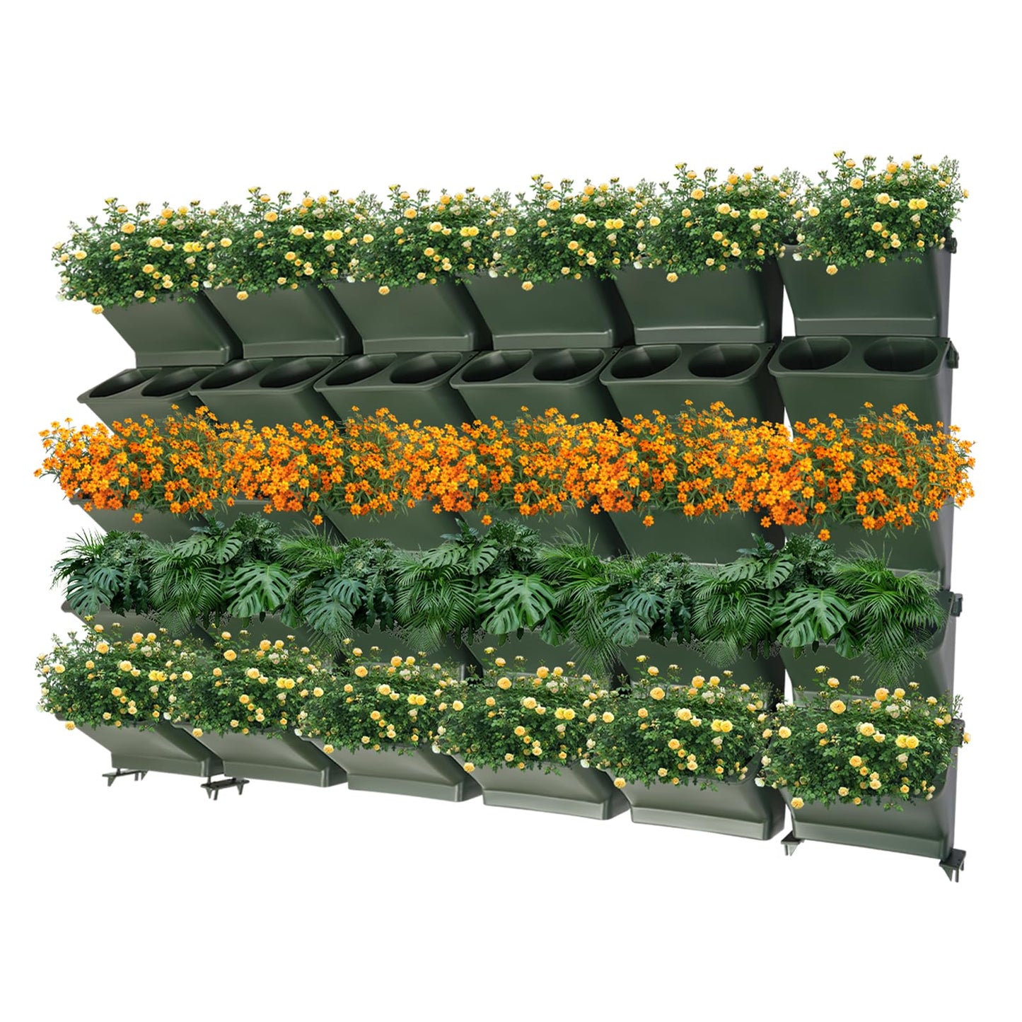 30-Piece Vertical Wall-Mounted PP Planter, Indoor Outdoor Green Wall Garden Planter Kit, Garden Self Watering Wall-Mounted Planter Plant Flower Pot Holder for Home, Office, Balcony