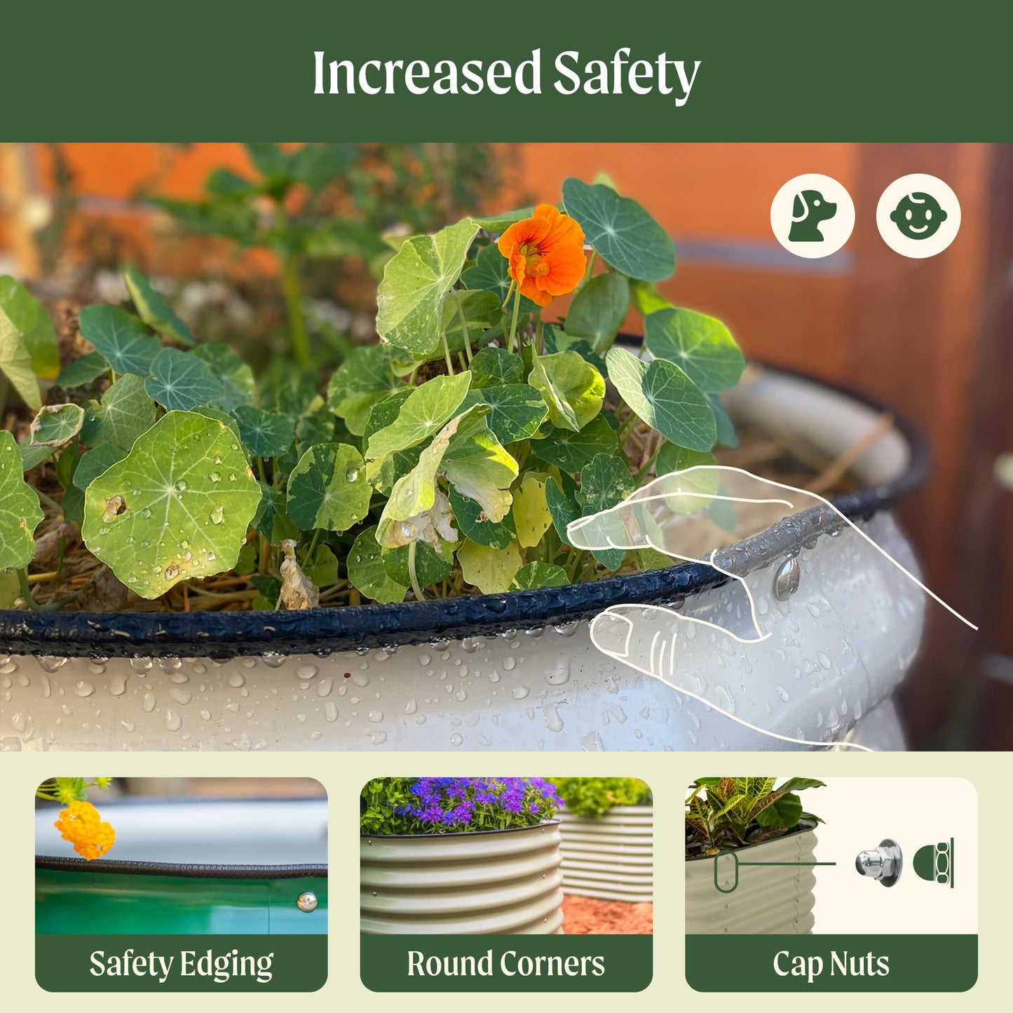 Vego garden Raised Garden Bed Kit, 17" Tall 4 in 1 Modular Metal Raised Garden Beds Kit, Metal Planter Box for Vegetables, Flowers, Herbs, Terra Cotta
