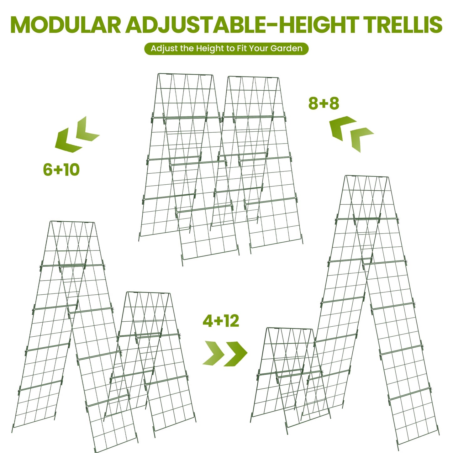 Heavy Duty Adjustable A-Frame Trellis for Climbing Plants,48"x16", Rust-Proof Metal Garden Trellis with Dense Grid, Ideal for Raised Beds, Cucumbers, Tomatoes, Beans, and Outdoor Vines (1 Pcs)