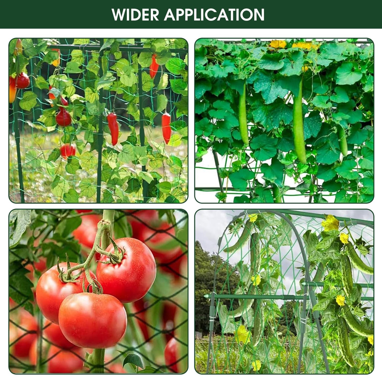 2 Pack 65"×48" Cucumber Trellis for Raised Bed, U-Shape Garden Trellis for Climbing Plants Outdoor, Metal Arch Vegetables Trellis, Detachable Cucumber Plant Support for Tomato,Squash