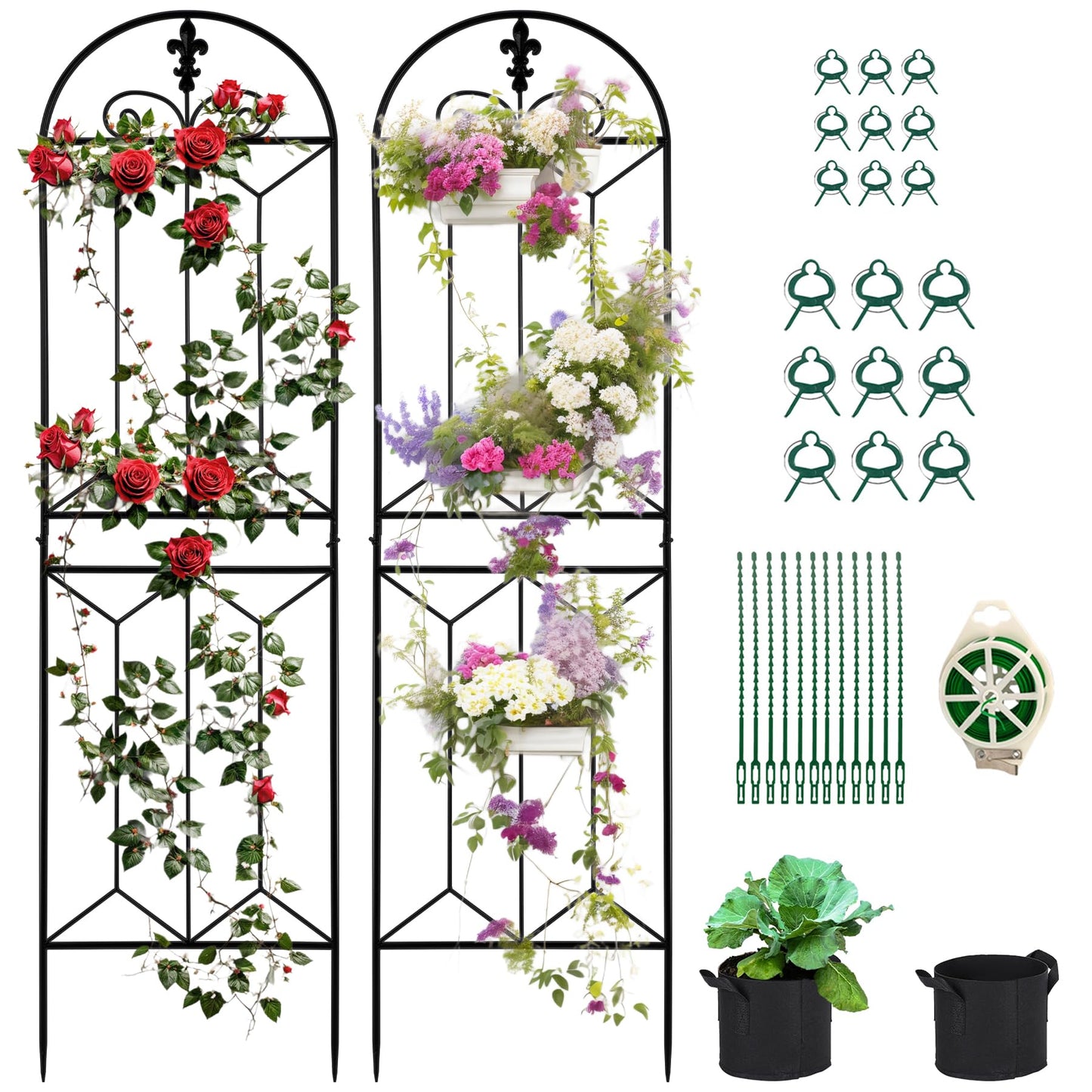 Toriexon Metal Trellis Outdoor 70.8" x 19.5" - 2 Pack, Trellis for Climbing Plants Outdoor, Rustproof Metal Garden Trellis for Vine Cucumbers, Vegetables, Flower Support