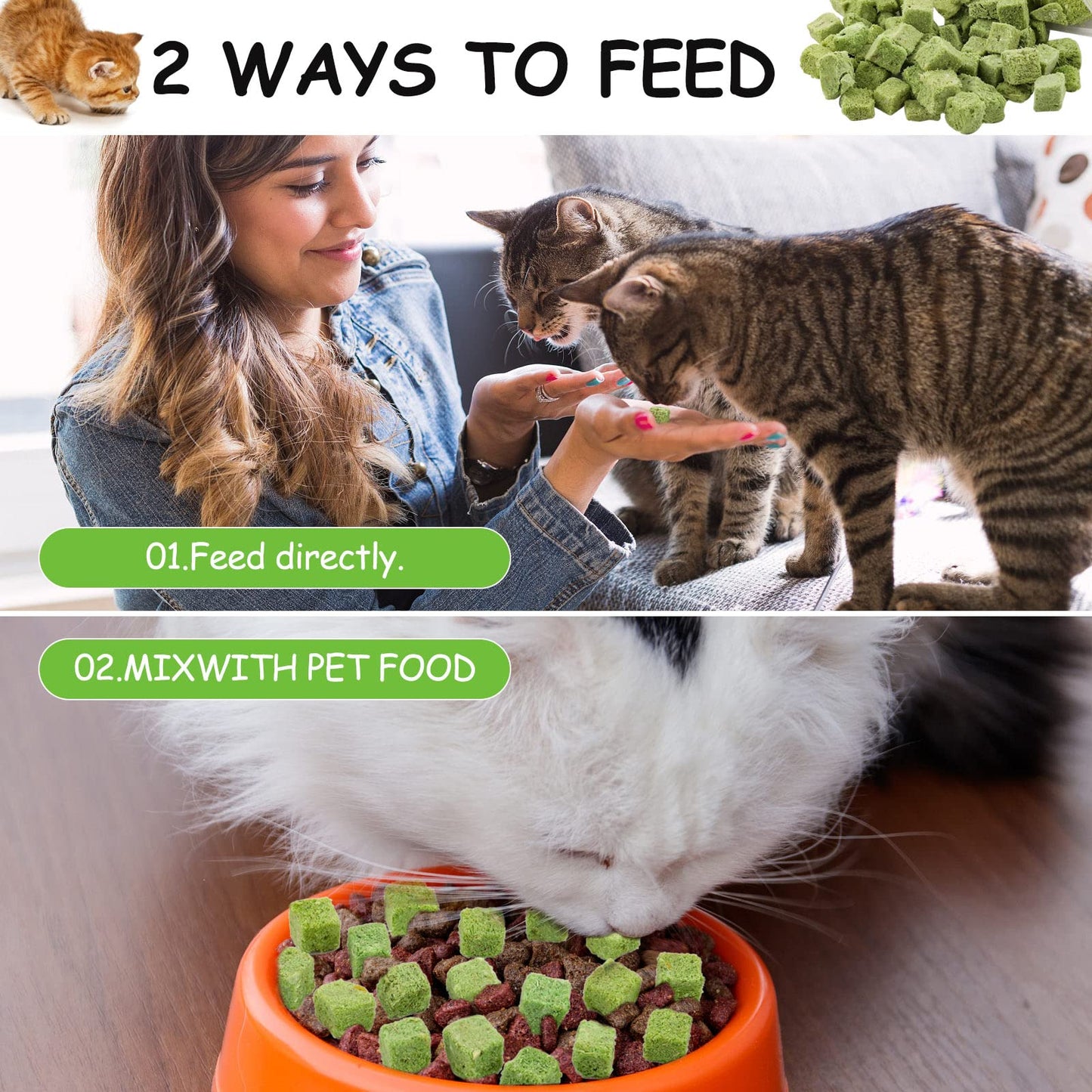 HavenJanny 60g Cat Grass Treats for Indoor Cats, Freezed Dried Cat Grass Teething Stick Snacks for Cats, Edible Feline Chew Toys for Hairball Control and Oral Health