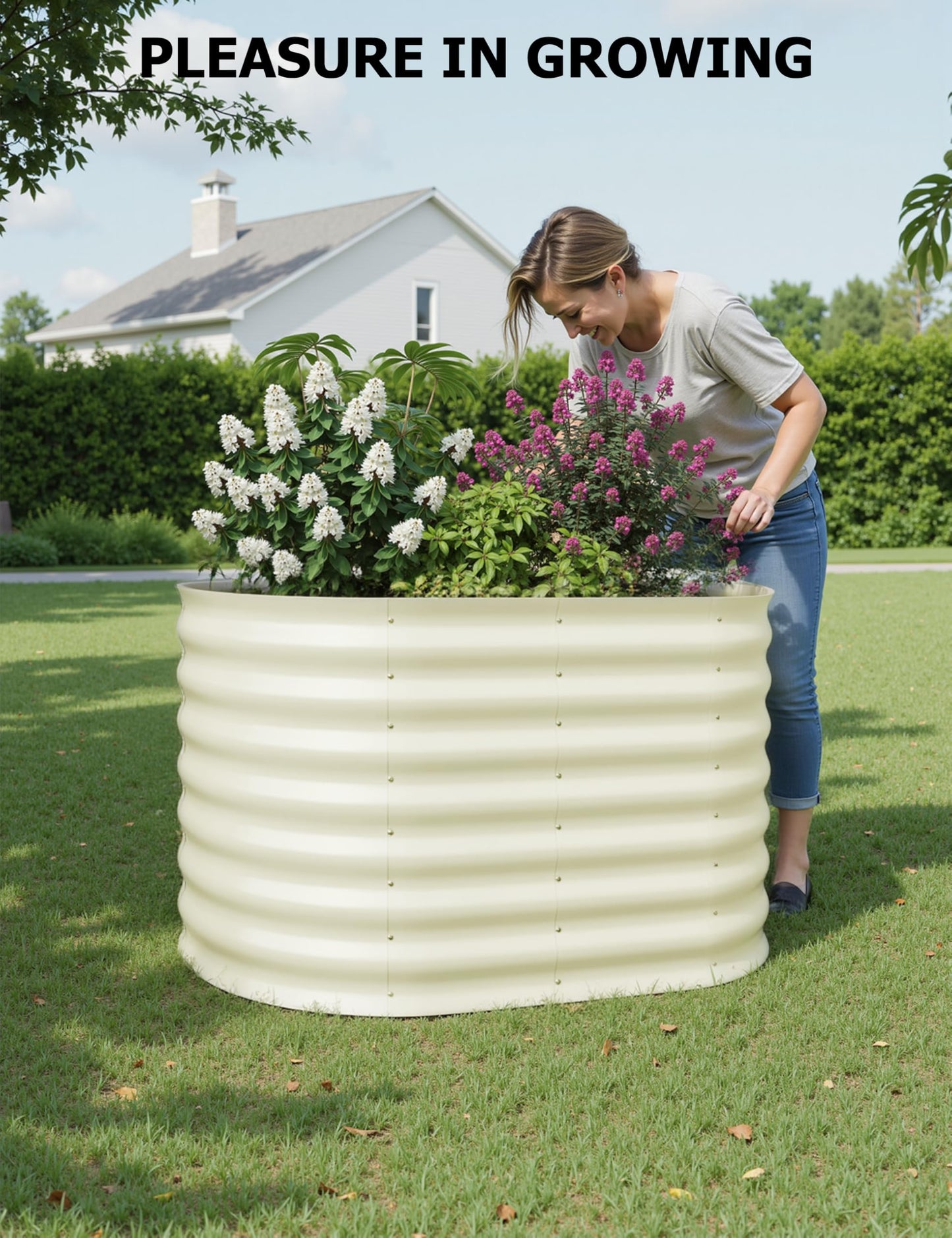GarveeLife 4x2x2 ft Galvanized Raised Garden Bed - 24 in Tall Metal Planter Box for Vegetables, Flowers, Herbs, Rust-Resistant Outdoor Garden Box, Easy Assembly Raised Beds for Gardening, Beige